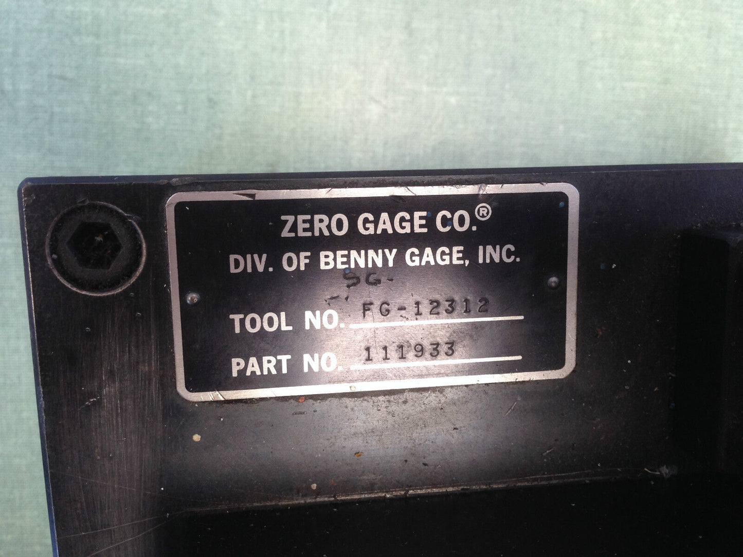 Benny Gage Zero Gage Sg-Fg-12312 Measurement Table Set Up 111933 Fg12312,Ghb