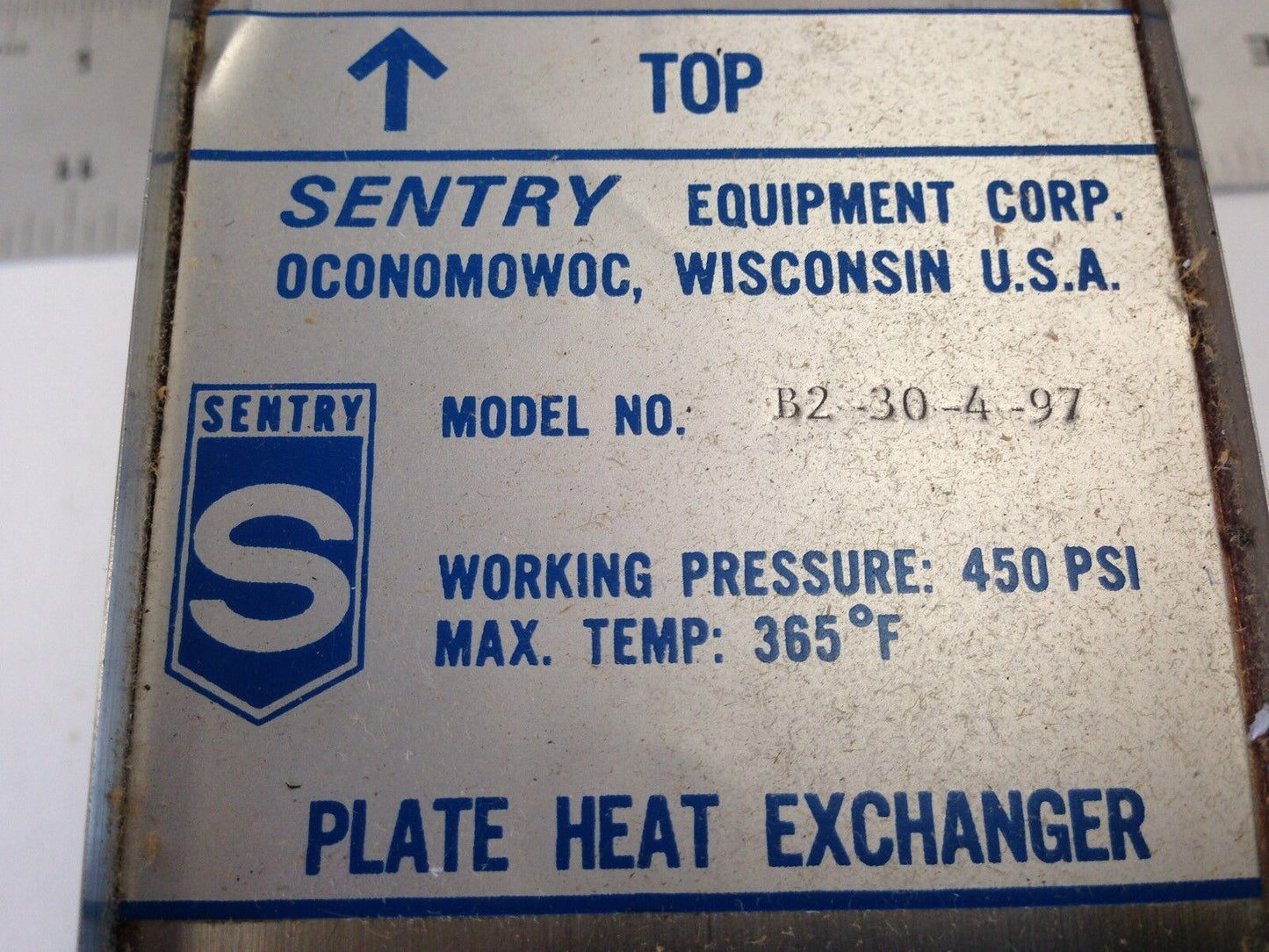 New Sentry B2-30-4-97 Plate Heat Exchange,7-1/4" X 2-3/4",30-Plate,Fi