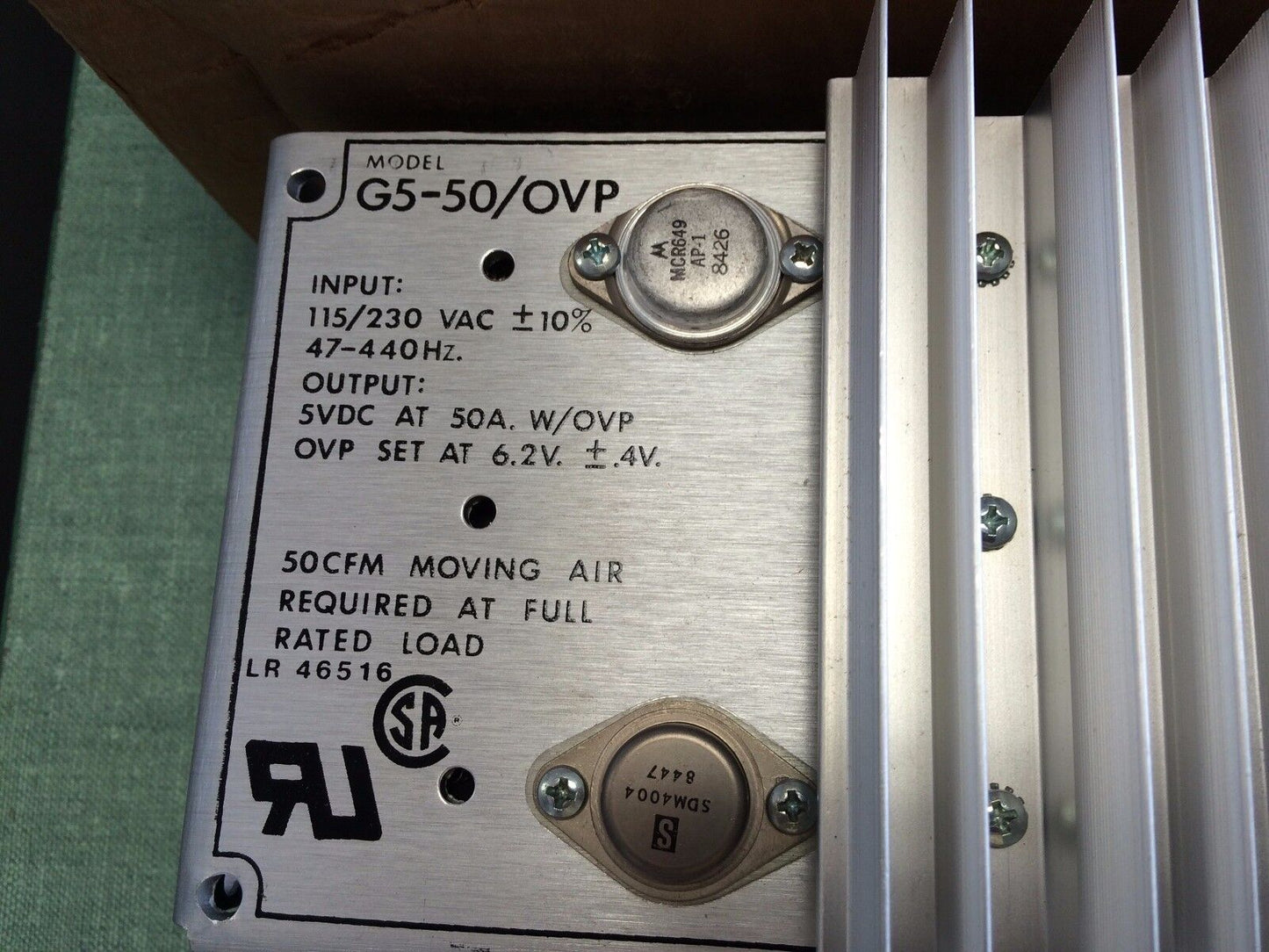 New Condor G5-50/Ovp Power Power Supply Output 5Vdc At 50Amps In 115/230Vac,Ao