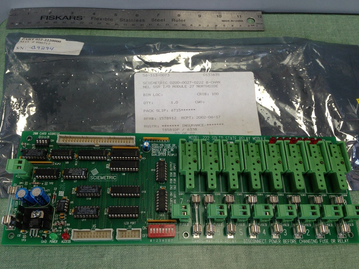 Sciemetric 222 Solid State Relay Module,200 Card Address,Solid State 222,Ag