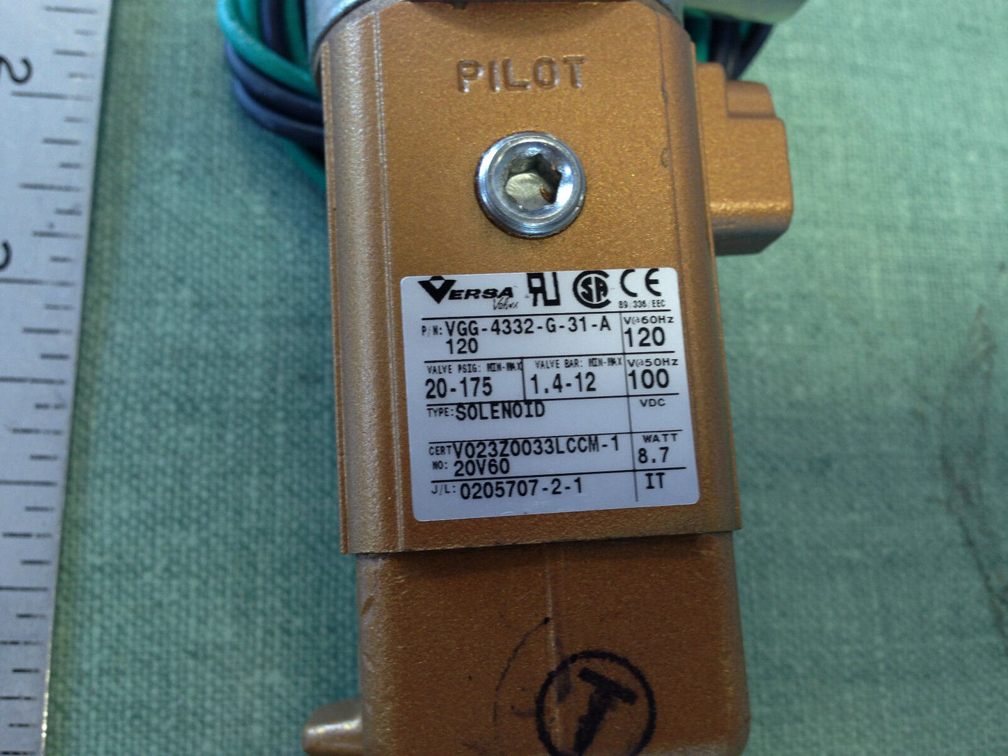 New Versa Vgg-4332-G-31-A120 Pneumatic Solenoid Valve 120Vac,Te