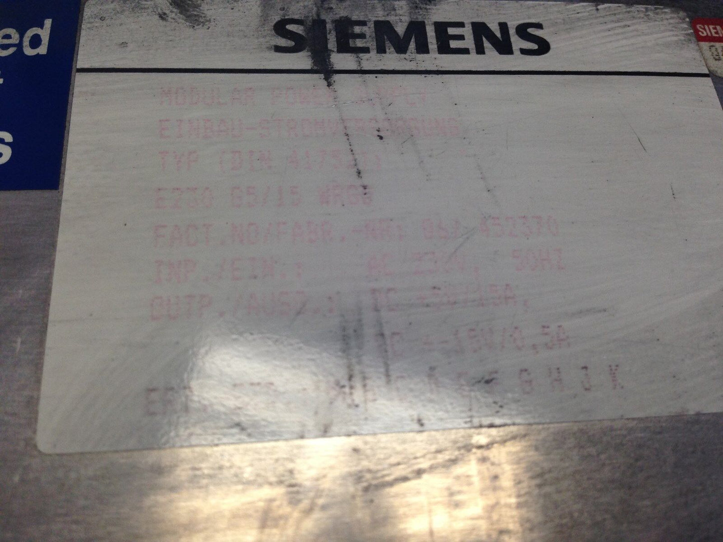 Siemens 4175211, A175411 Modular Power Supply,230 Vac Din 4175411,Q6f3-718,Ay