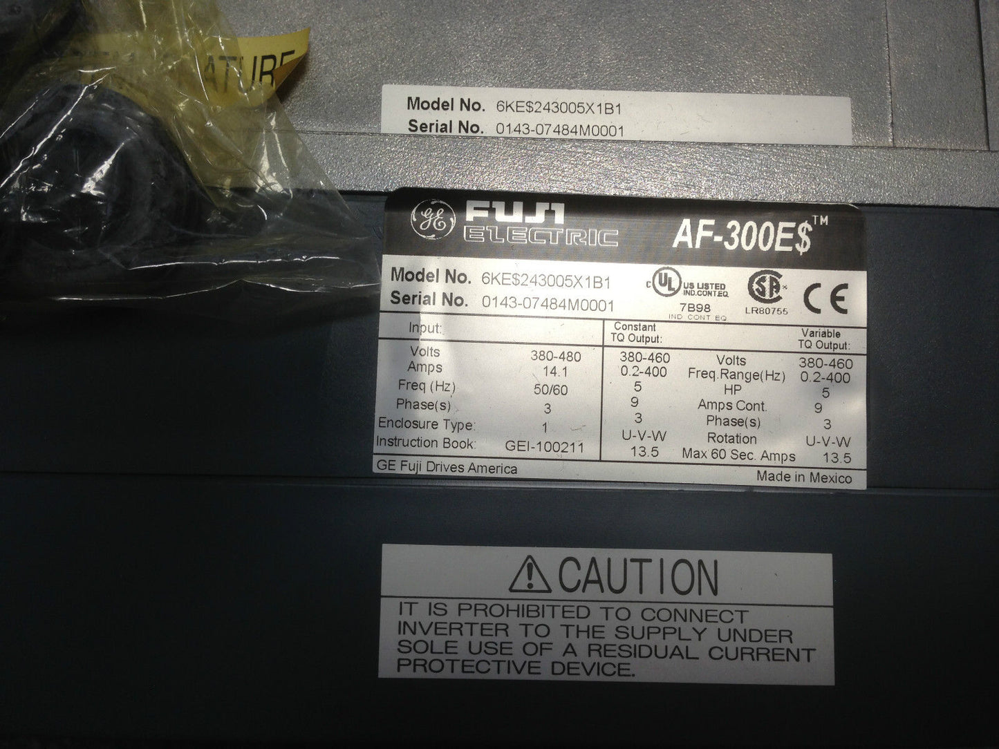 New Fuji Af-300Es Ac Drive, 3 Ph 5 Hp 6Ke$243005X1b1 6Kes243005x1b1 Af-300E$,Et