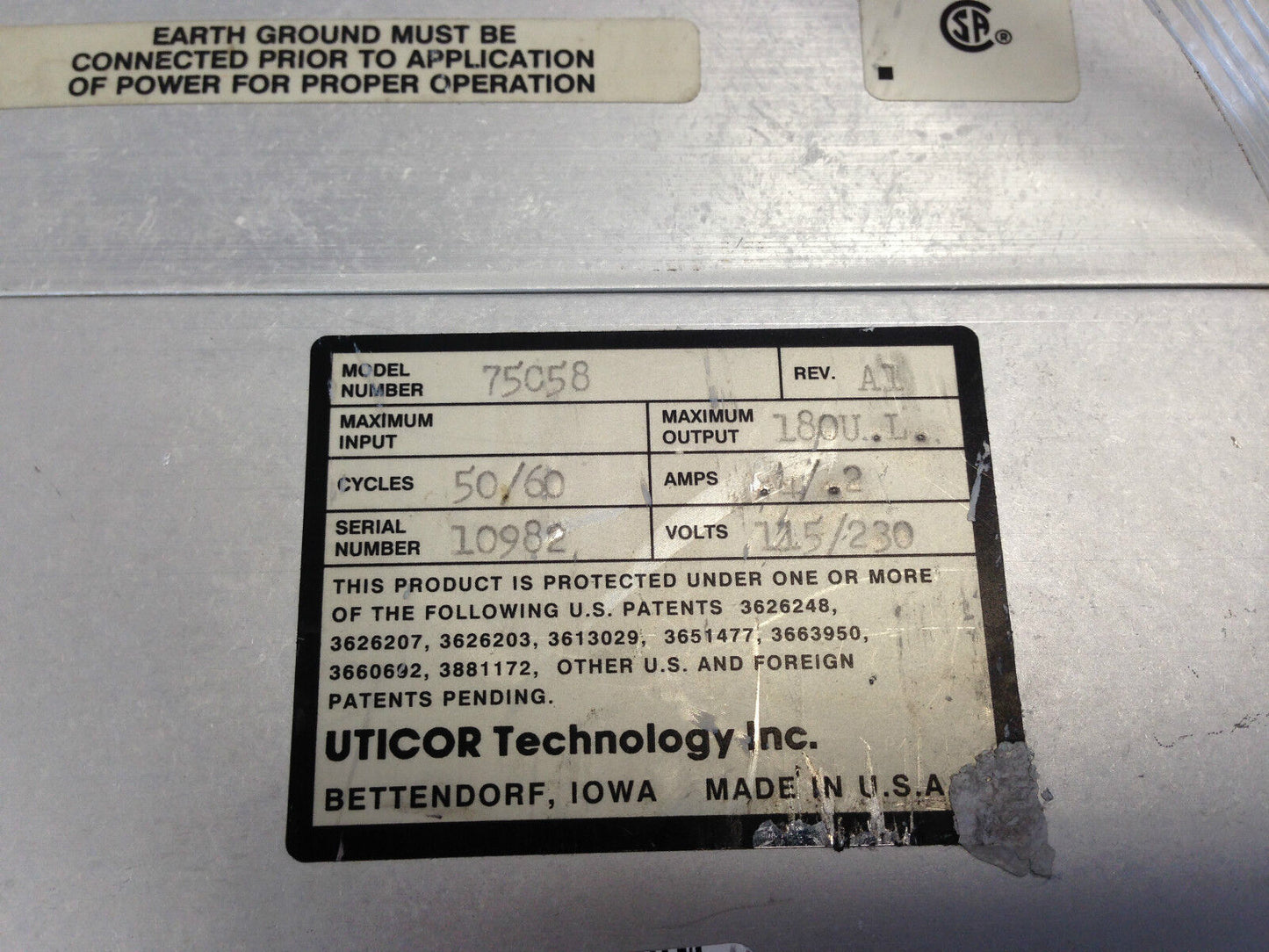 Uticor 75C58 Power Supply/Interface,S-D,Struthers-Dunn Director 4001,1.5A,Hc,Ev
