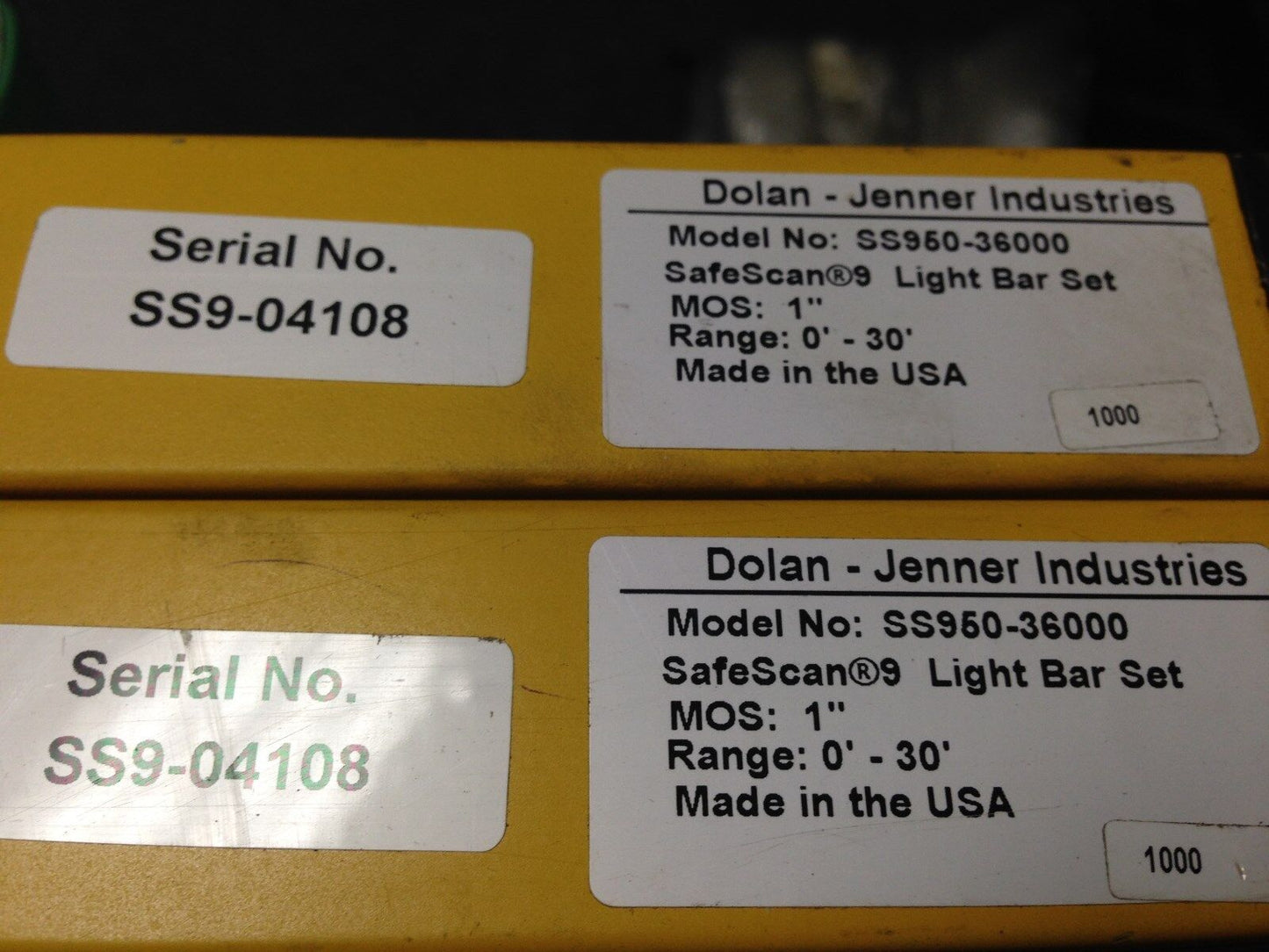 New 1 Set Dolan-Jenner Ss950-36000 Light Curtains, Range 0'-30' Safescan 9,Bd