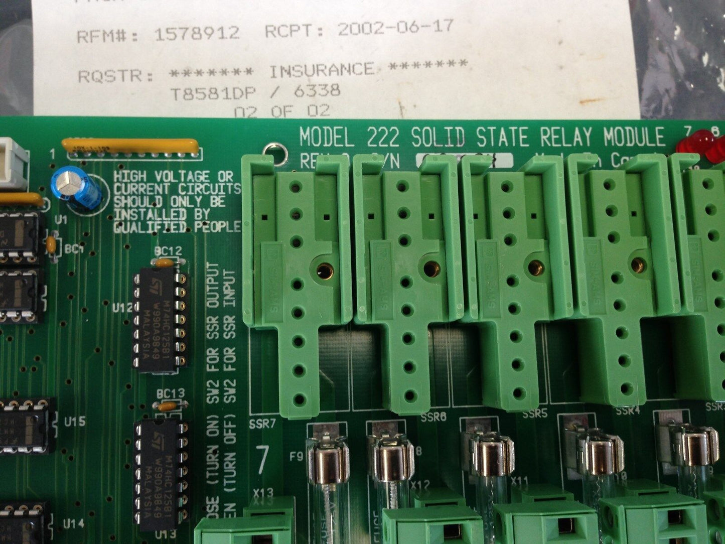 Sciemetric 222 Solid State Relay Module,200 Card Address,Solid State 222,Ag