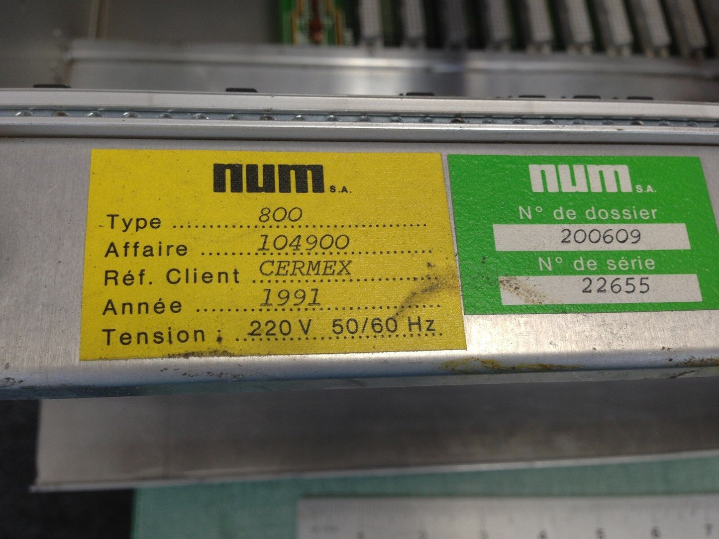 Num 800,760/800 Plc Cnc Board/Rack,220Vac Cermex 200609 22655 Type 800 104900,Tk