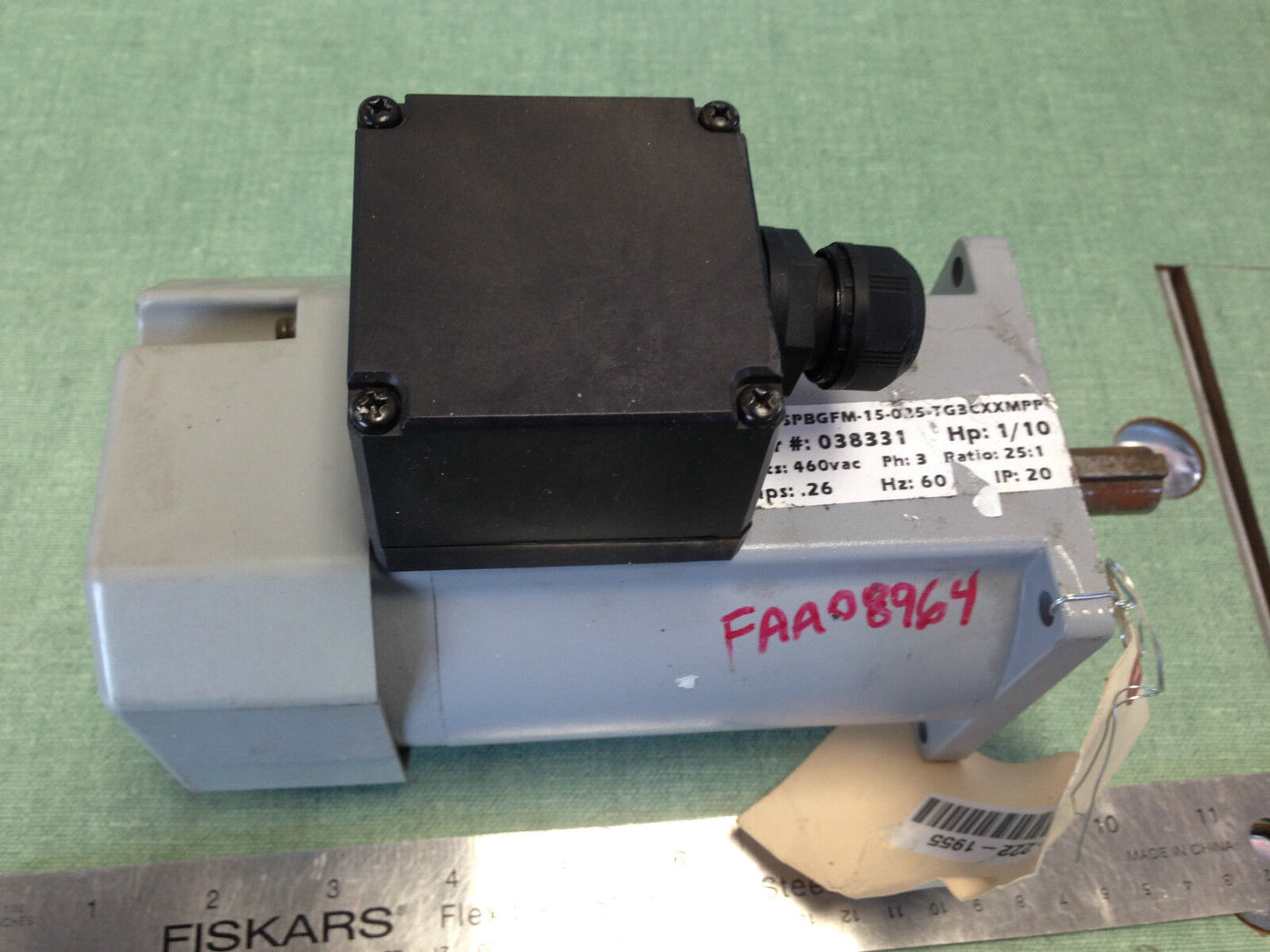Induction Gear Motor Spbgfm-15-025-Tg3cxxmpp,3Ph 1/10Hp, Ratio 25:1, 460V,Aq