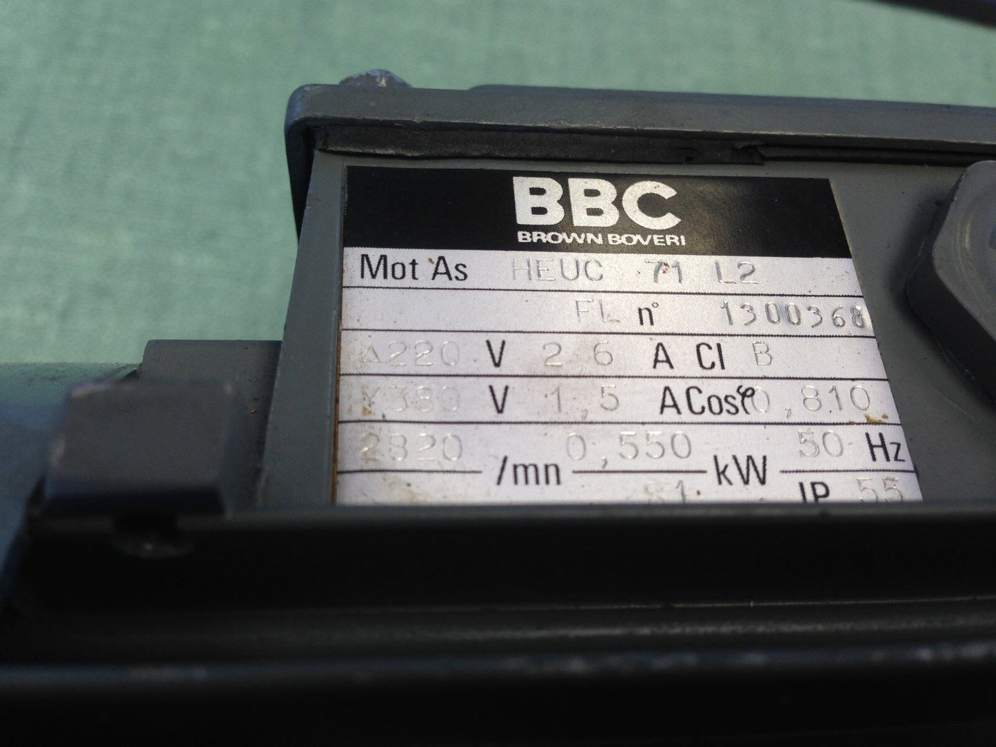Bbc Heuc 71 L2,Brown Boveri Heuc-71-L2 Ac Motor,220/440 Vac, .55 Kw, 3440 Rpm,Eg