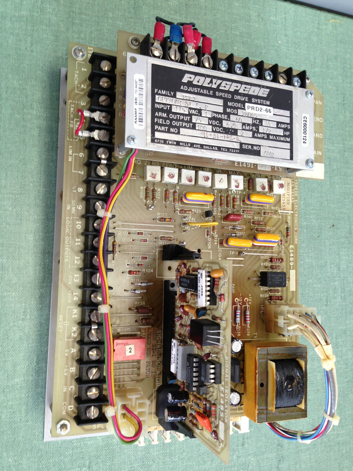 Polyspede Prd2 Prd2-66 Ac Drive,Option Si-1 E1489-01,P,Isolator Card E1485-01,To