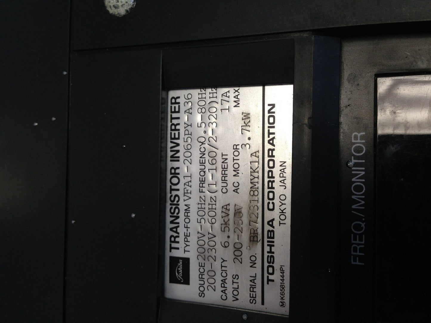 Toshiba Vfa1-2065Py-A36 Ac Drive Vf Pack-A1,3.7 Kw,200-230 Vac P6580334p1,Ew