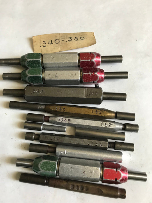Mixed Lot Go No Go Plug Gages,.341,.345,.350,.335,342,.347, .338",.350",Es