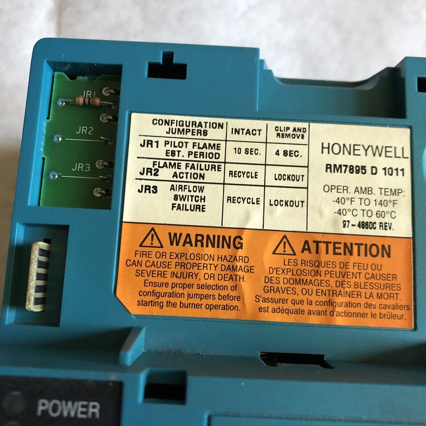 Honeywell Rm7895 D 1011 Burner Control Rm7895d1011,Eg