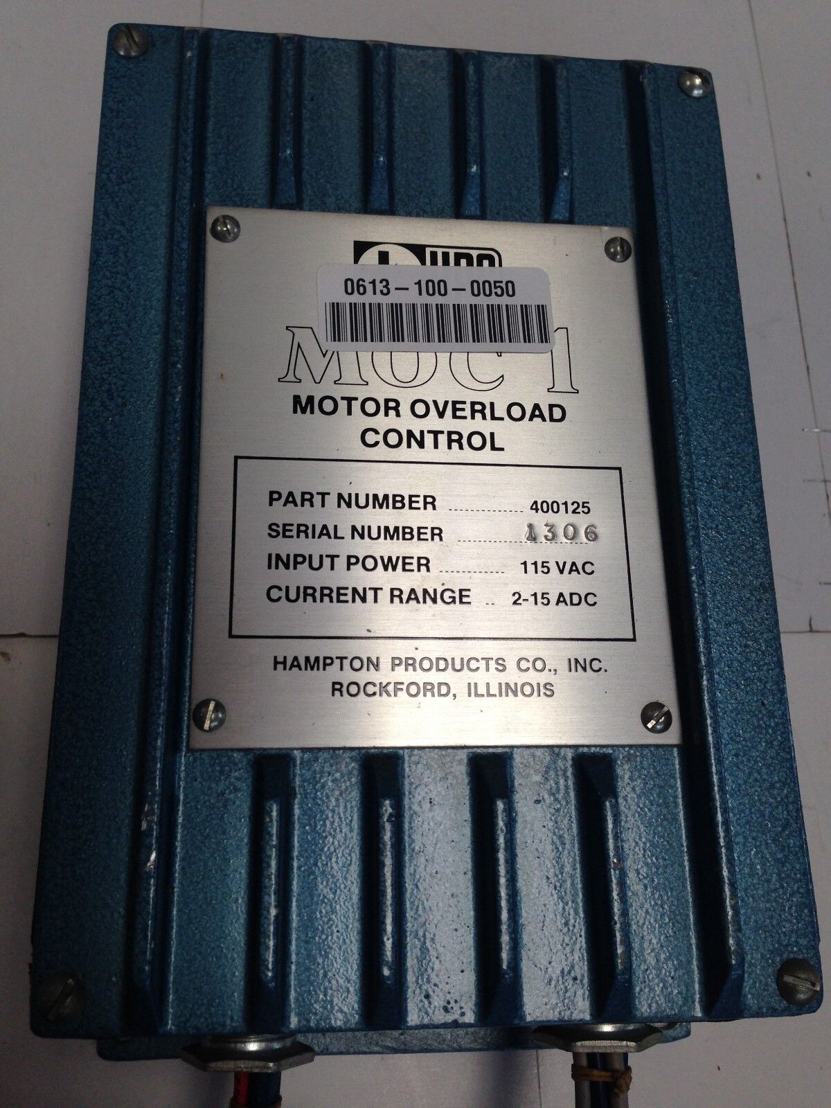 Motor Overload Control Moc1 Hpc Hampton 400125 , 115 Vac,Tc
