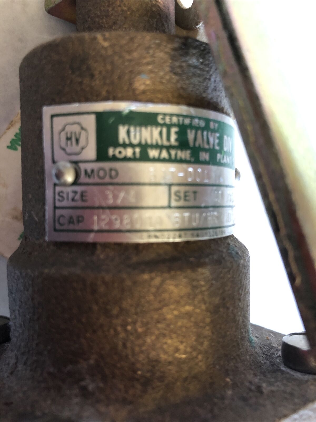 New 3/4" Kunkle 537-001 Safety Relief Valve Set 40 Psig,Fj