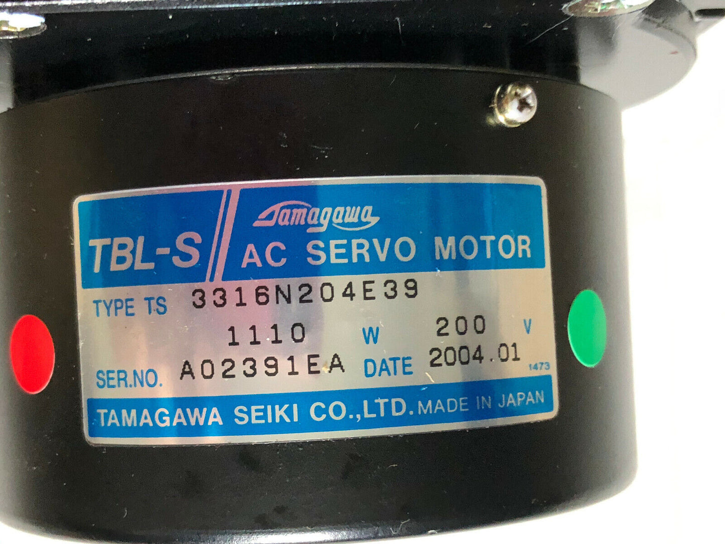 New Tamagawa 3316N204e39,Tbl-S Ac Servo Motor,1110W 200V,Mitsubishi Rh-P33a,Av