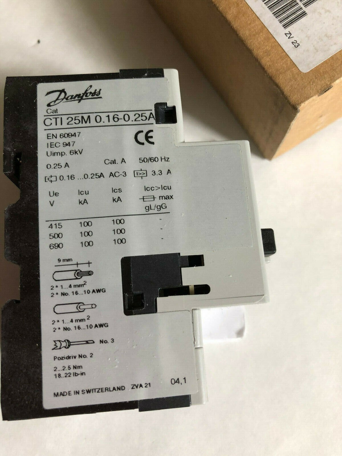 New Danfoss Cti 25M,47B3141 Circuit Breakers Danfoss Cti 25M 0.16-0.25A Motor,Bj
