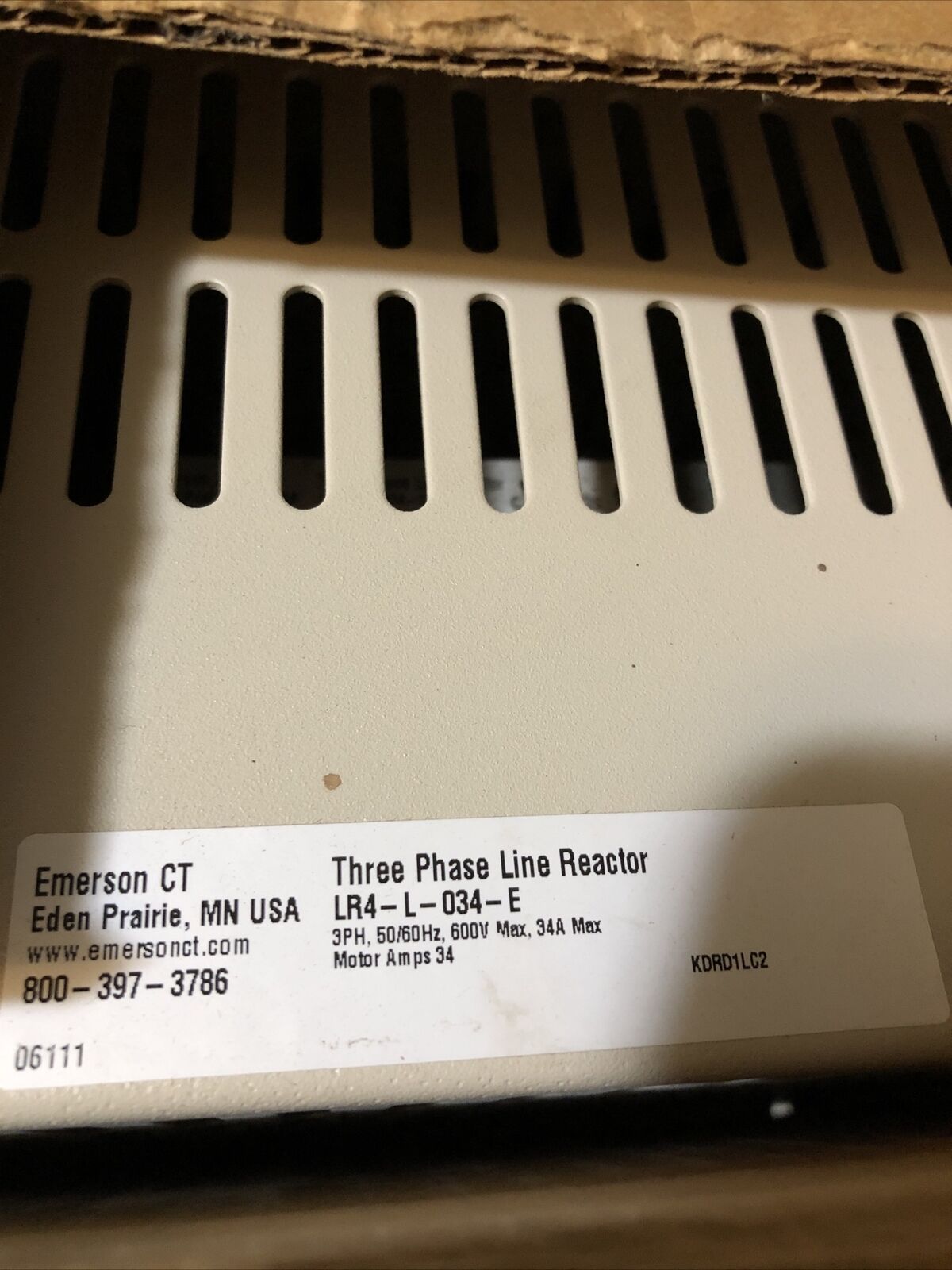 New Emerson Ct Lr4-L-034-E Three-Phase Line Reactor, 600Vac, 34A Ct Lr4-L-034,Bu