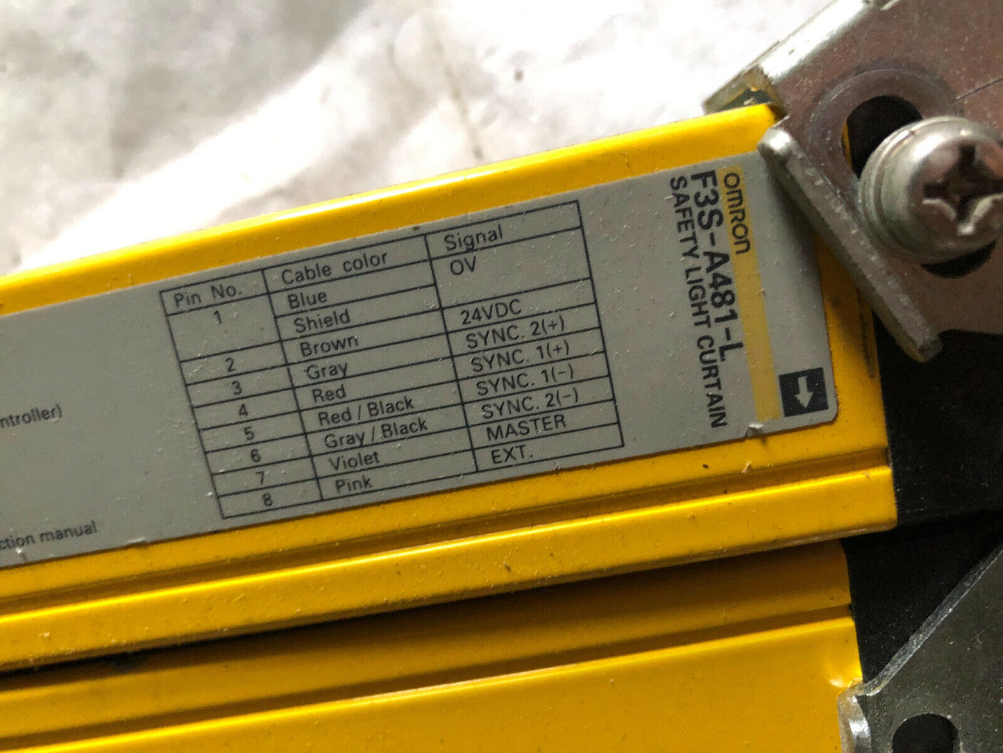 Omron F3s-A481-D Espe Iec 61496-1 Type 4 Aopd Iec 61496-2,F3s-A481-L Curtain,Bd