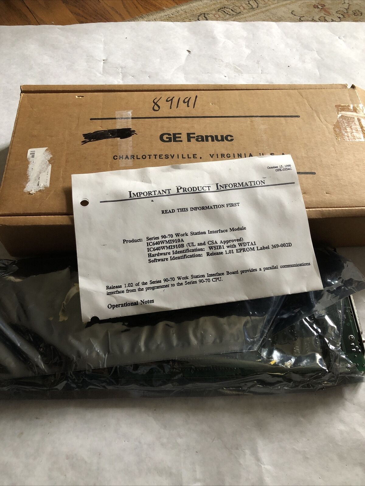 (Excellent) Ge Fanuc Workstation Interface Wsi For Xt/At Fanuc Ic640 Wmi910b,Bw