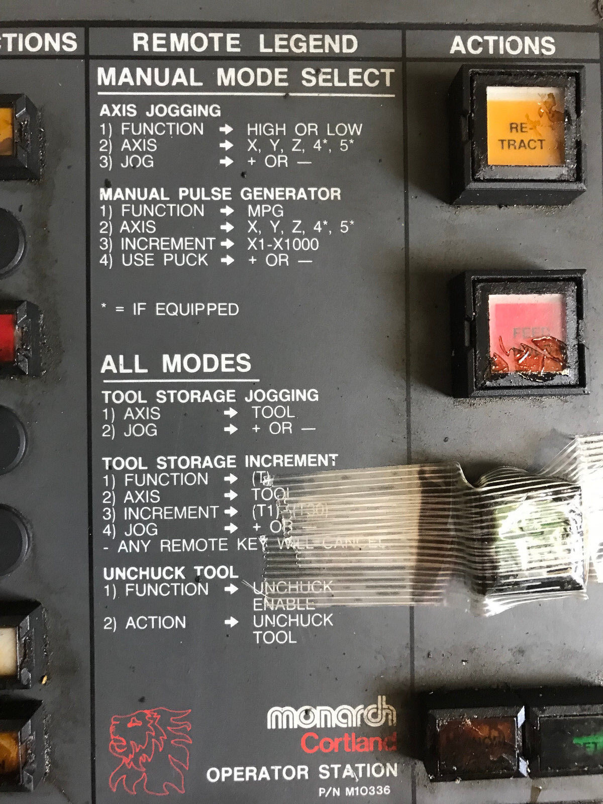Monarch Cortland M10336 Operator Interface Panel M1o336,A16b-2200-0660/04A,Sh