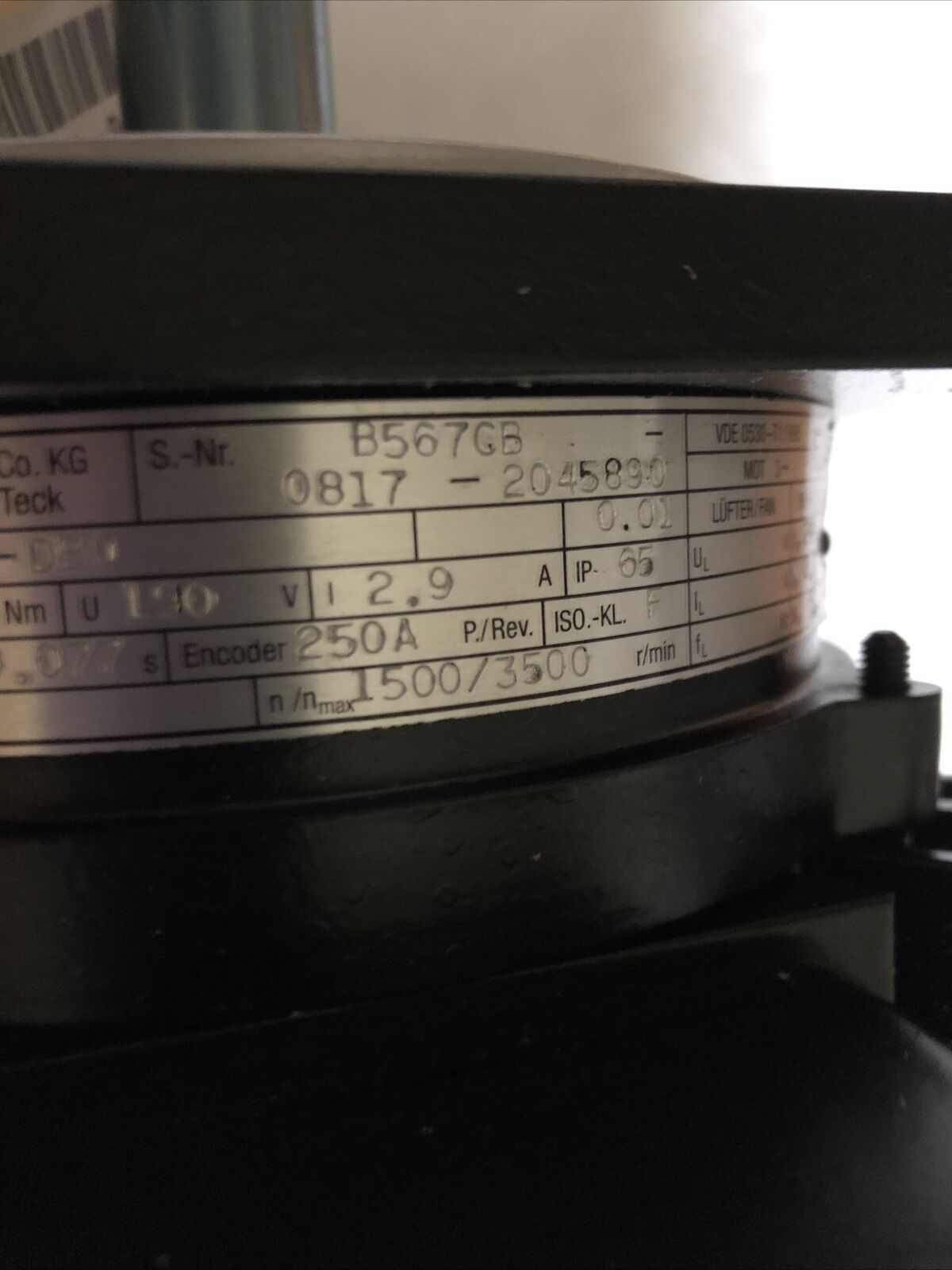 New Amk Dvsa13-7-4-4-Db0 Servo Motor,.63Kw,3500Rpm,Amk Dvsa13-7-4-4-Dbo Motor,Bs