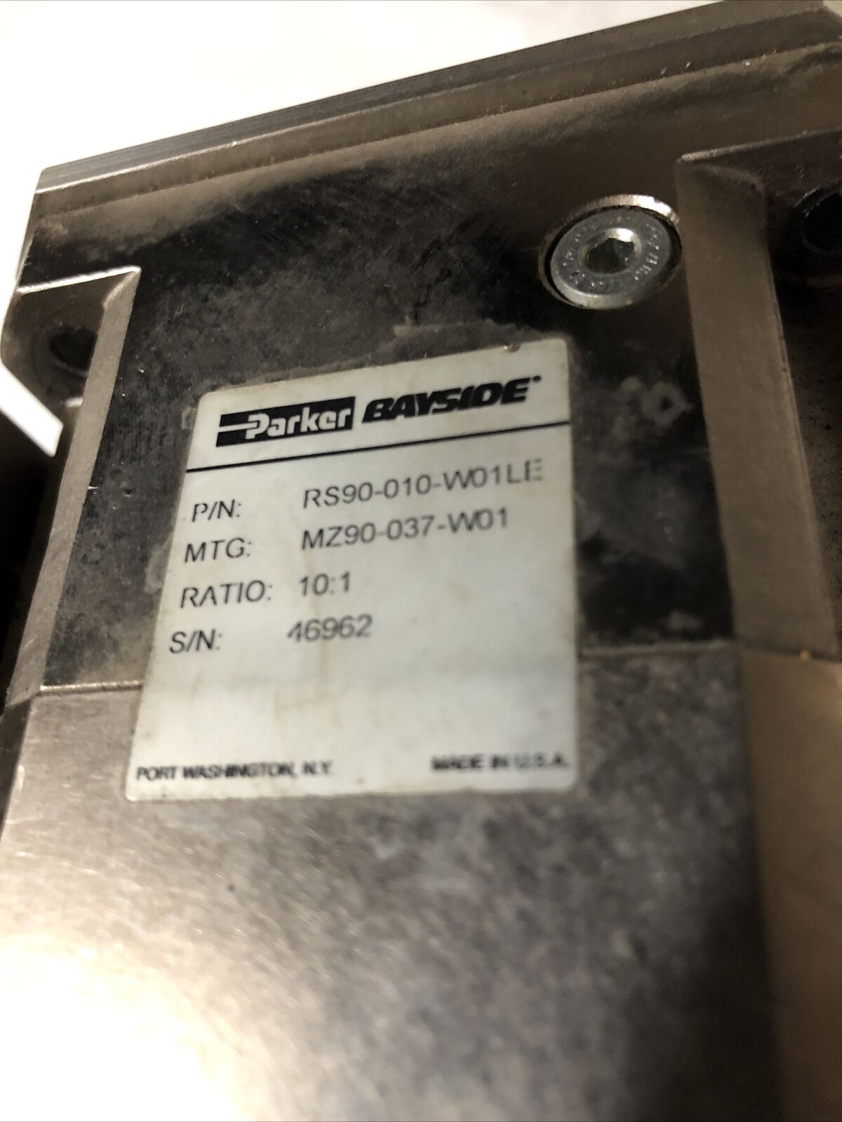 Parker Cmp0922d41-200337 Dc Servo Motor, Rs90-010-W01le, 10:1 Ratio,Bt