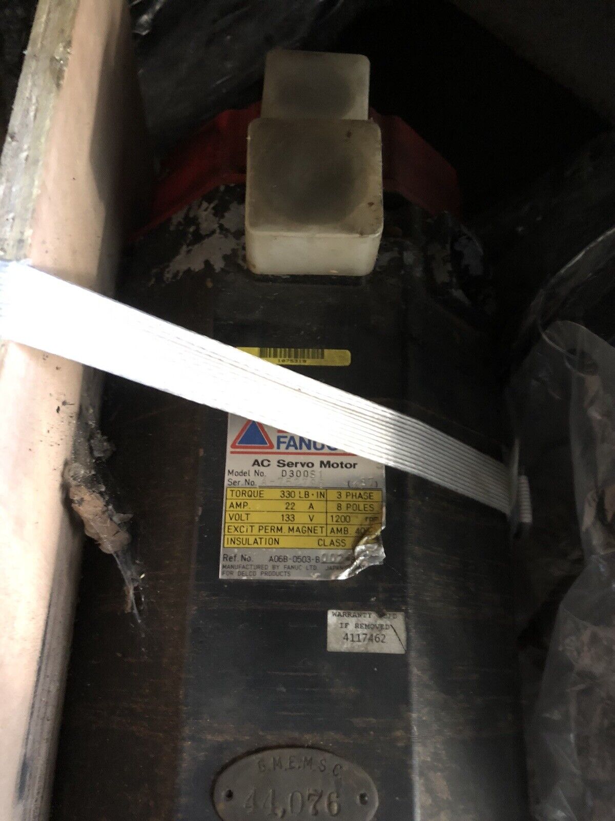 Delco Fanuc D300s1 Ac Servo Motor,A06b-0503-B002  3Ph, 8-Pol,Td
