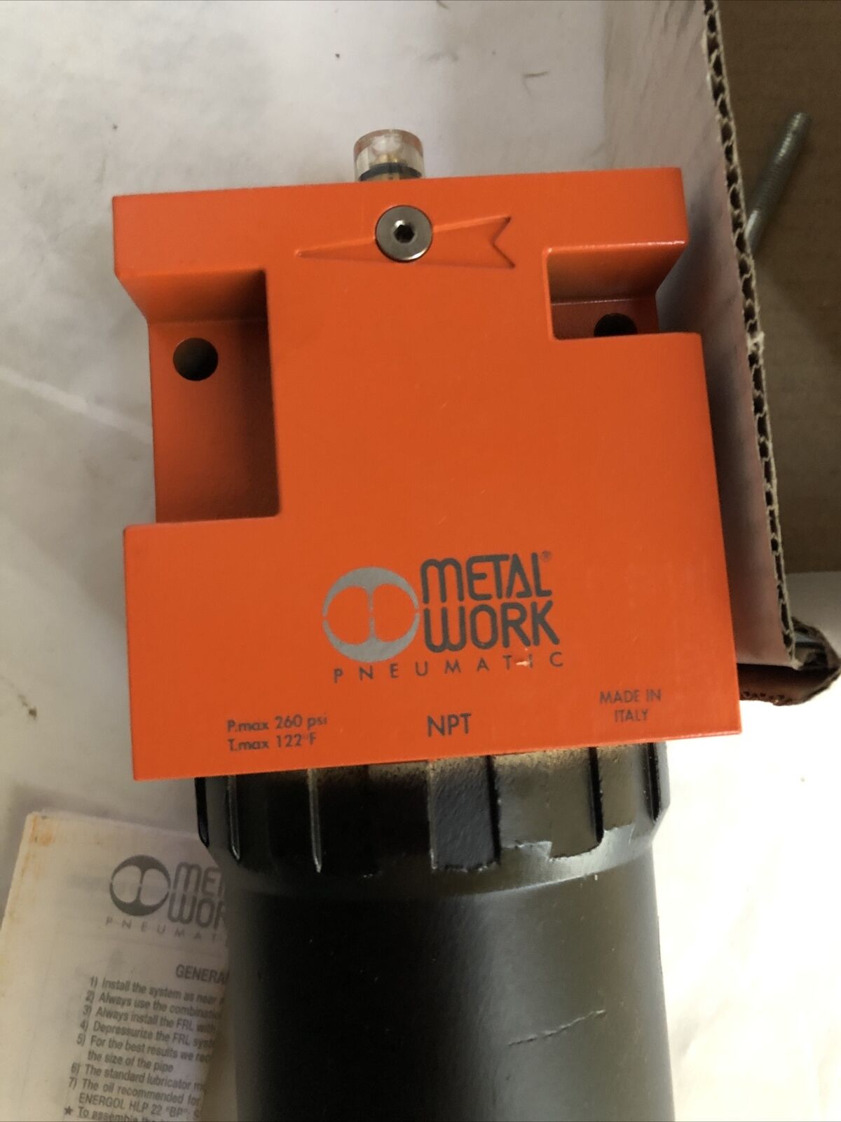 New Metal Work 1623001U Pneumatic Lubricators,3/4 Npt,260 Psi Max 122F,Italy,Dg