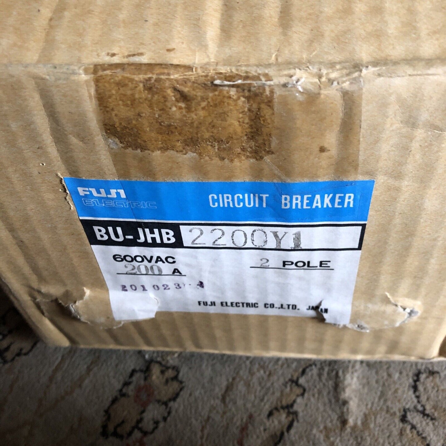 New Fuji Electric Bu-Jhb2200,Bu-Jhb, 200A, 600Vac 2 Pole Circuit Breaker,Bp