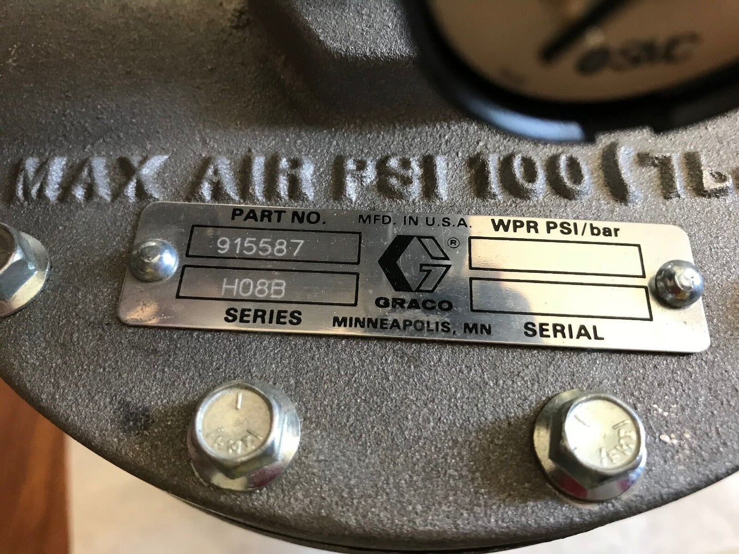Graco 915587 Air Diaphragm Regualtor H08b,3000Psi,316L Ss,Mcm3037502b,Aw