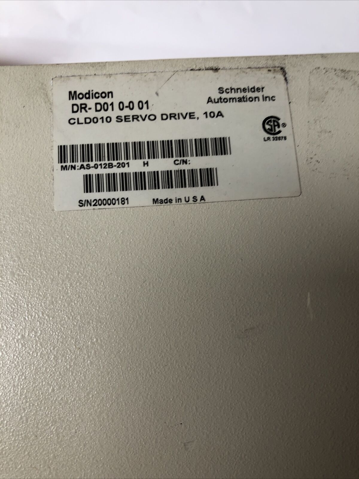 Aeg Modicon Dr-D010-001 Cyberline 1000D Servo Drive As-012B-201,(Repaired),Fl,Fk
