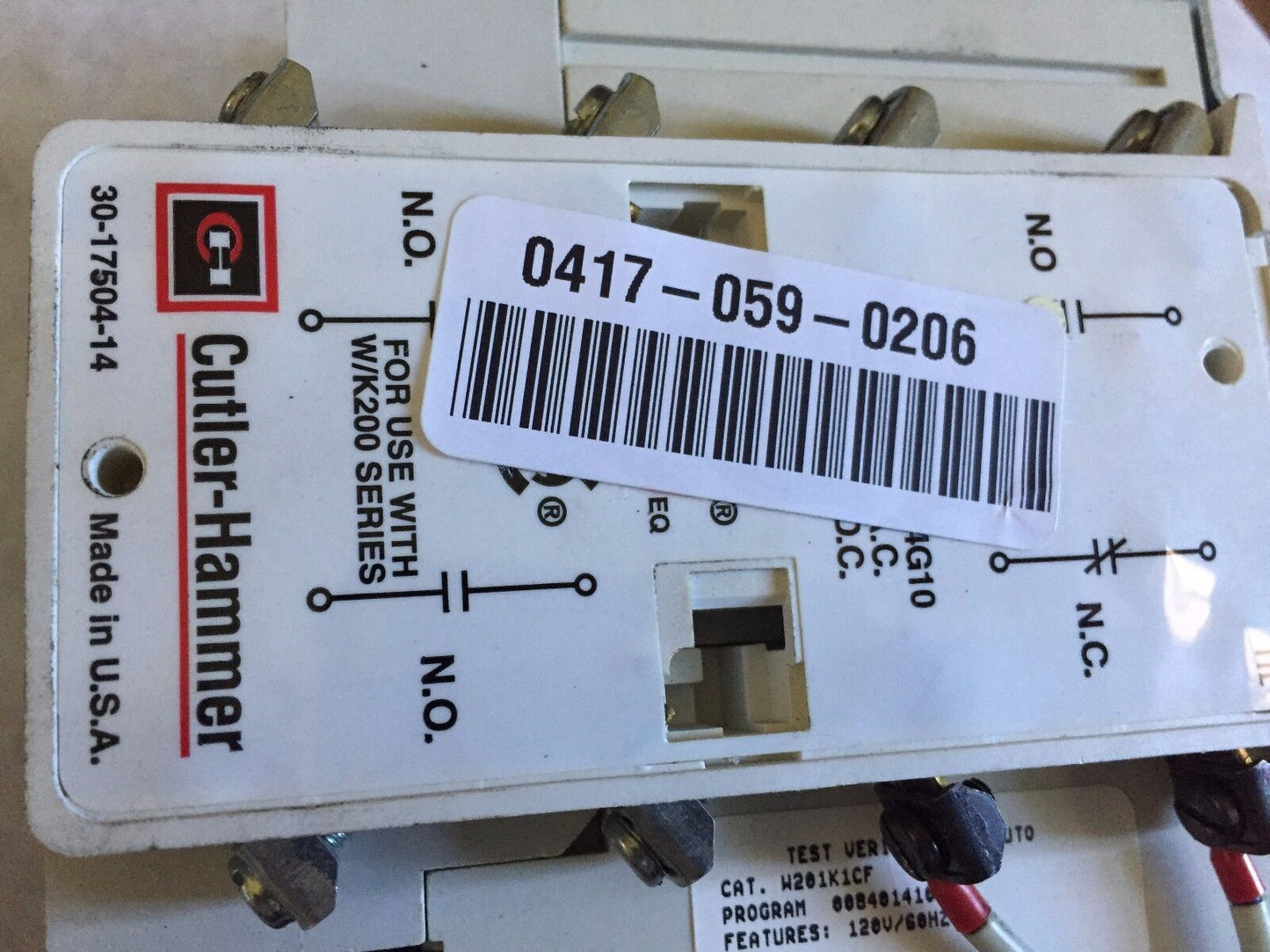 Cutler Hammer W201k1cf Contactor,Cutler Hammer W31 A,30-17966 Size 1, 843Con,Cw