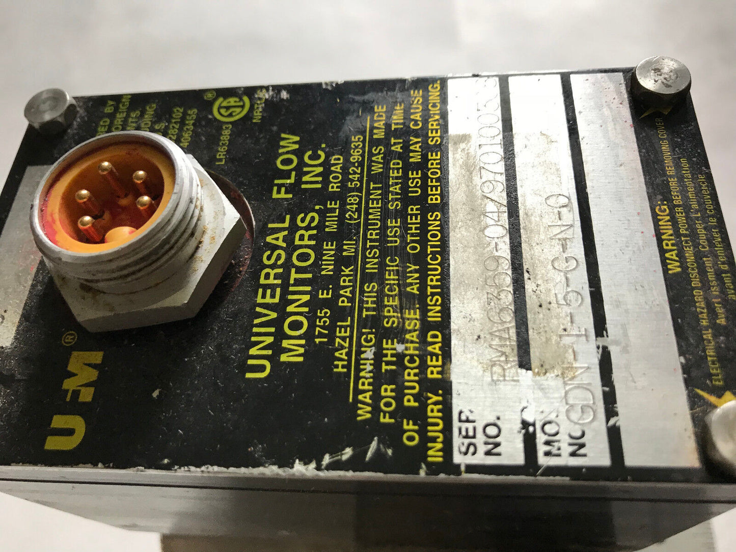Ufm Gdn-1-5-G-S-O Universal Flow Monitor B-H No 1,Gdn-1-5-G-S-O 75V 9-Ngt,Eo