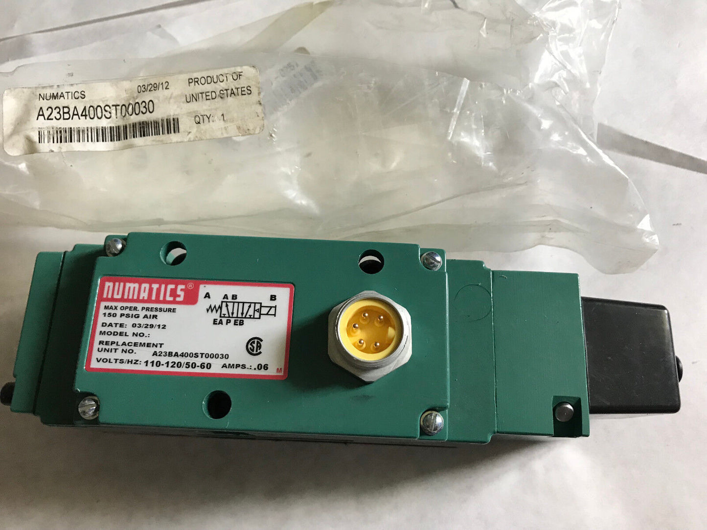 Numatics A23ba400st00030 110/120Vac 237-1045B .06 A Pneumatic Solenoid Valve,Aa