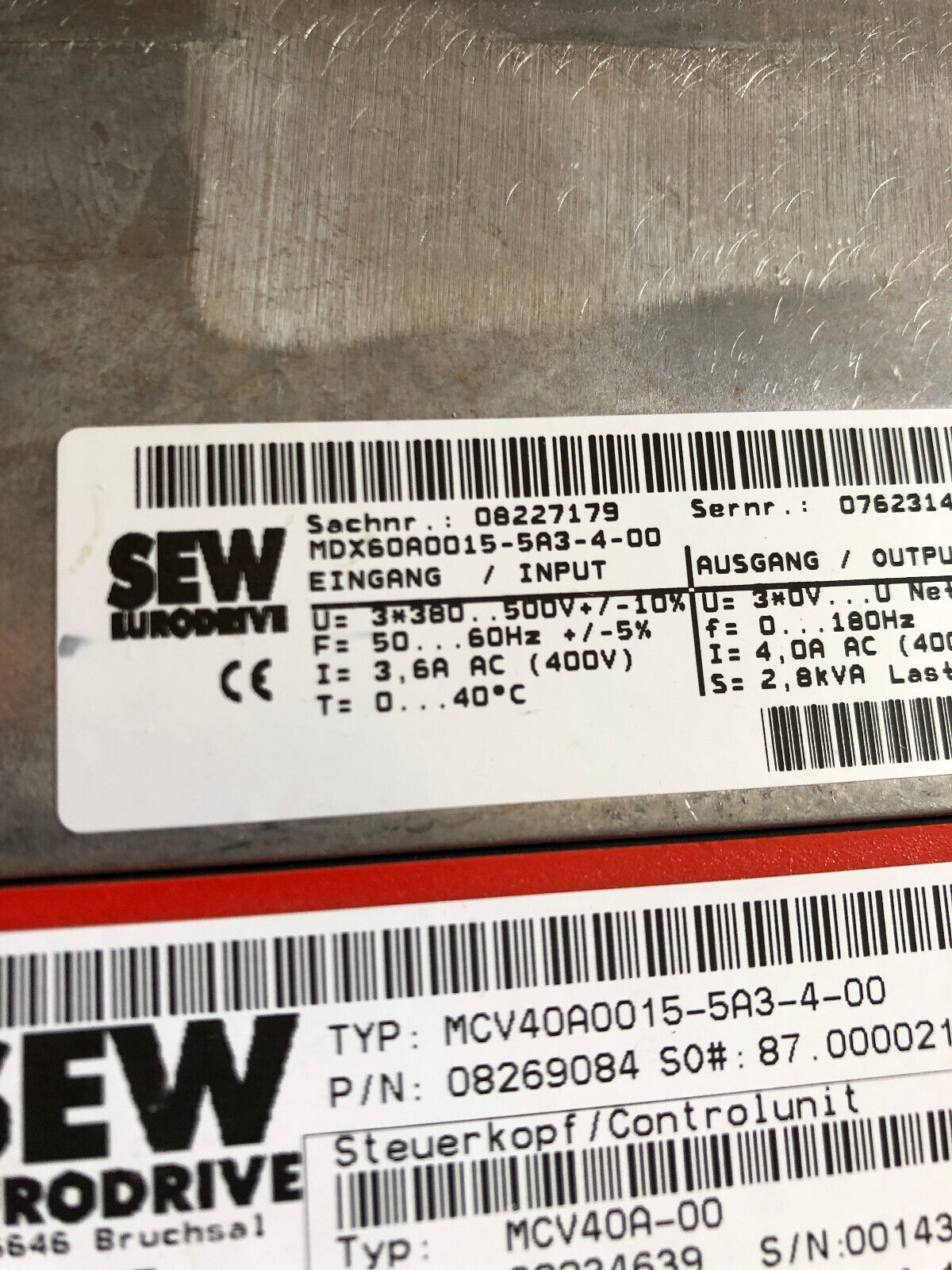 New Sew Eurodrive Mcv40a0015-5A3-4-00 Movidrive,Mcv40a-00, 5A3400,08269084,Al