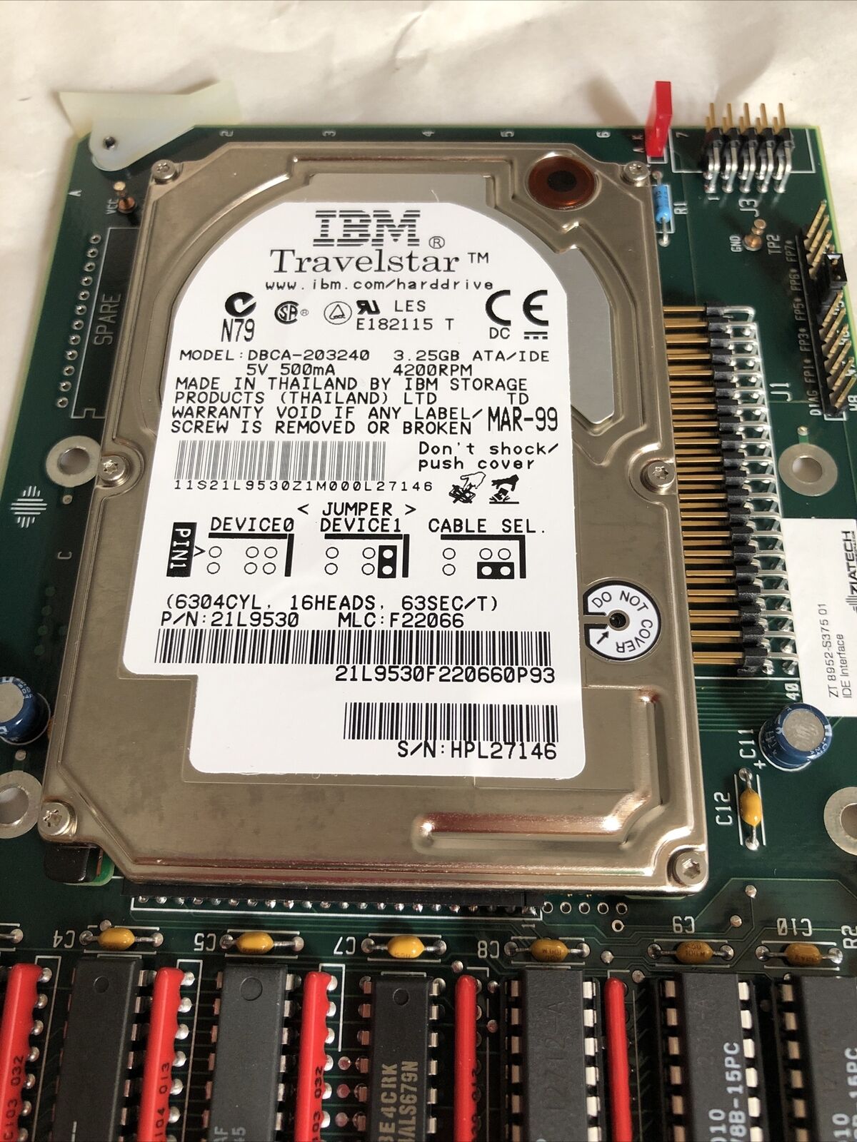 New Ziatech Zt 8952-S375,8952-S375 01,Ibm Travelstar Dbca-203240 Hard,Ide 1.4,Fi