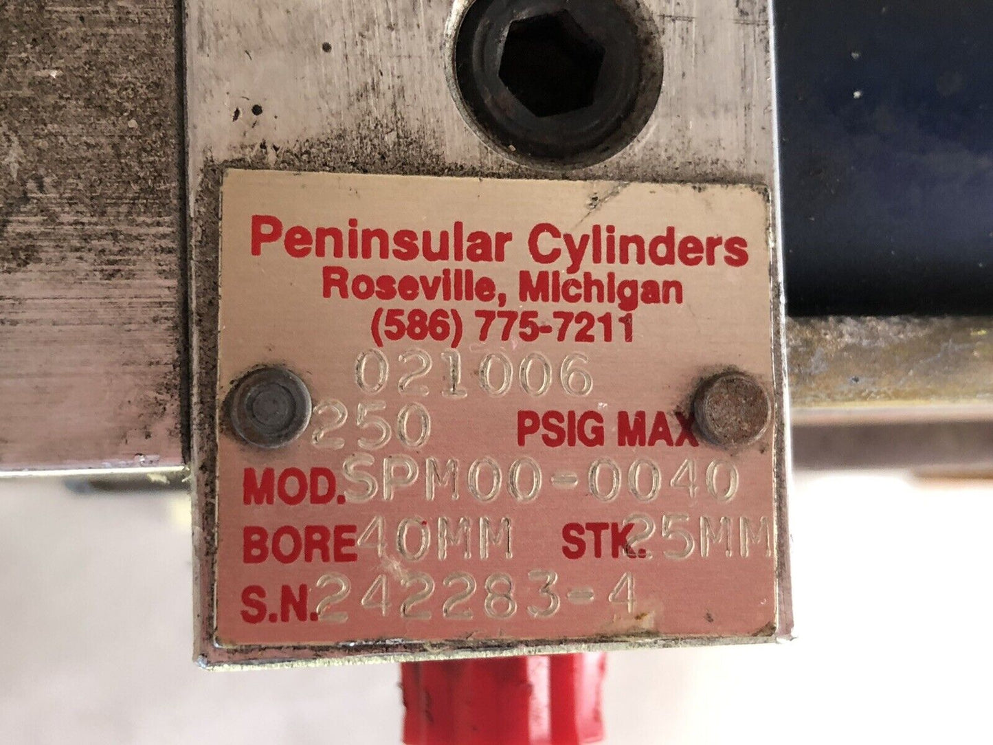 Welker Sbs-24-23-90-C1-X2,Sbs24e02,Pneumatic Cylinder,Spm00-0040,40Mm,25Mm,Dh