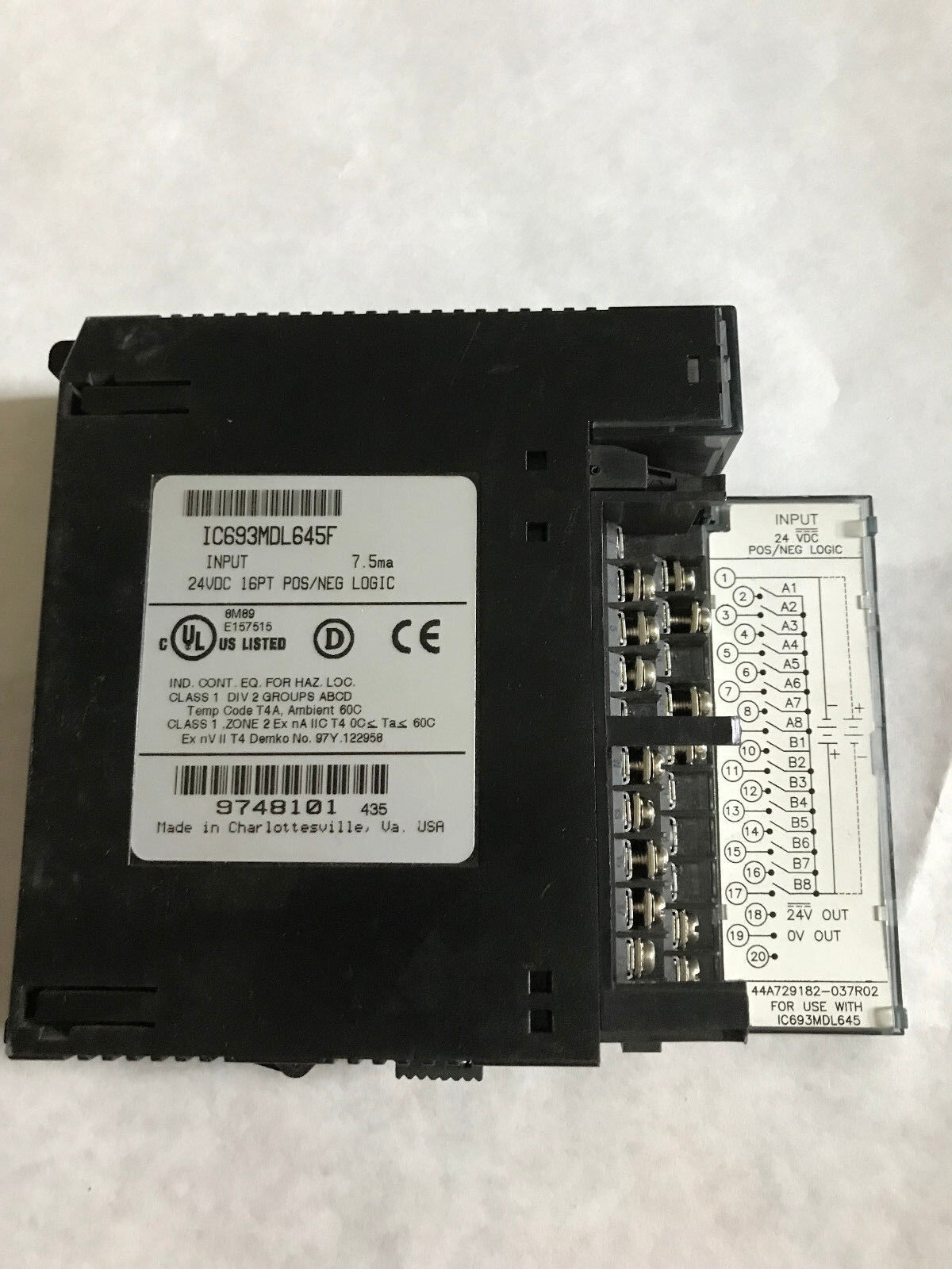 Ge/Fanuc Ic693mdl645f Input Modules,I/O Plc  24Vdc 16Pt,Es
