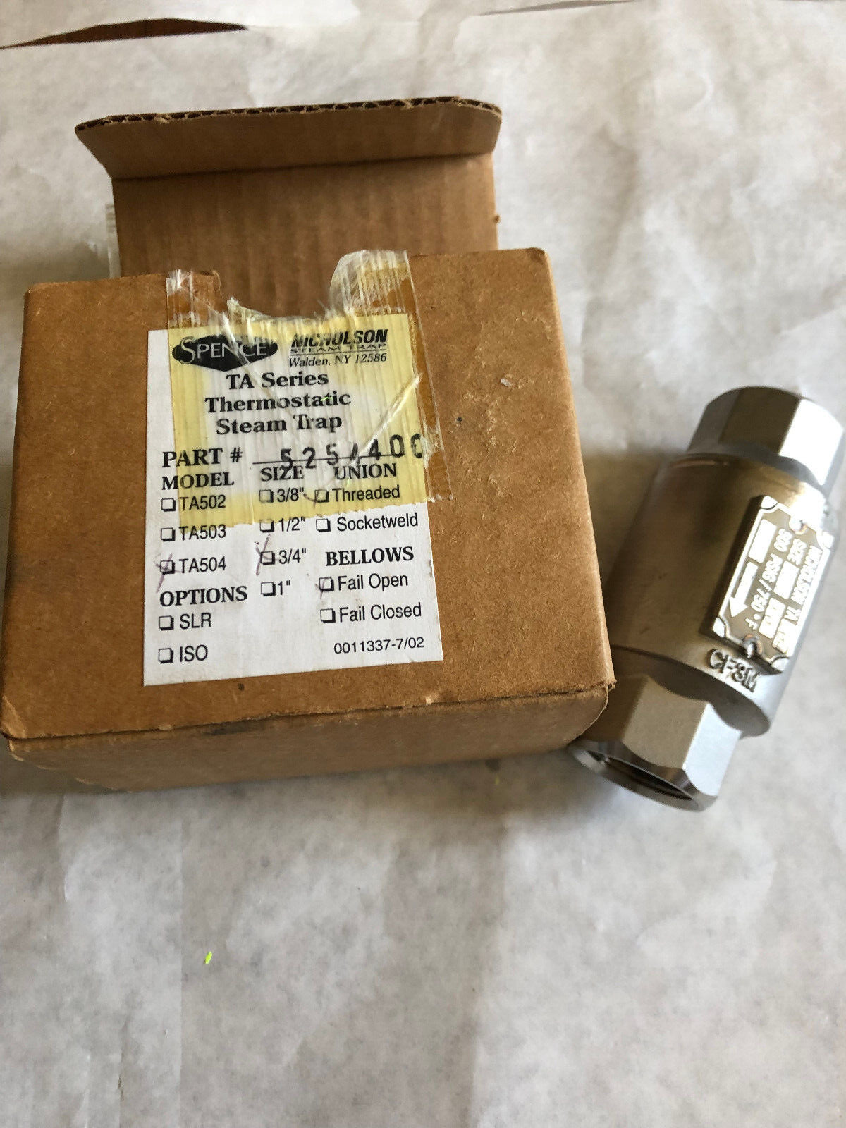 New 3/4" Nicholson 3/4 Ta503,Nicholson Ta 503 Thermo Dynamic Steam Trap,Am