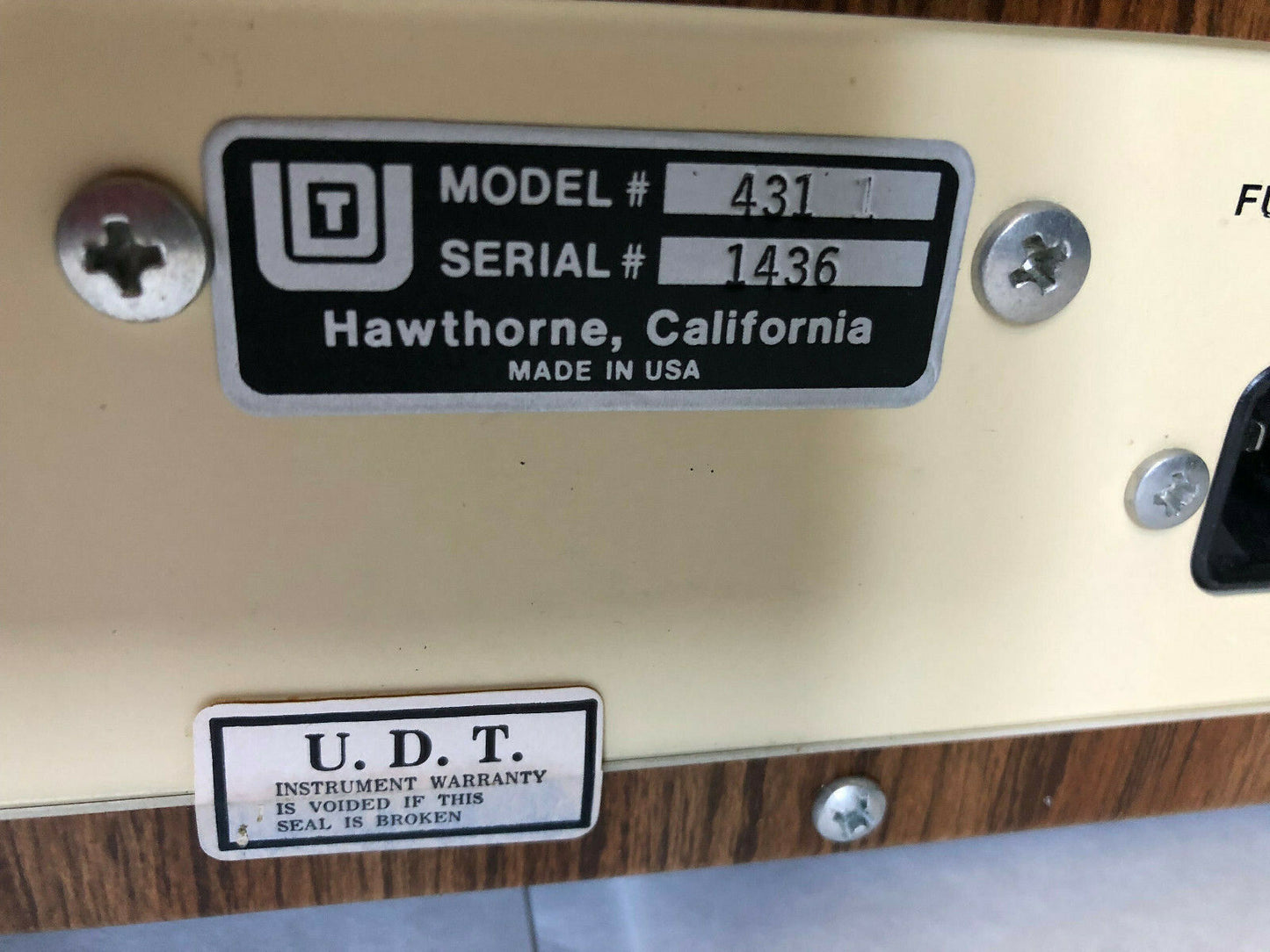 United Detector Technology 431,Model 431 X-Y Position Monitor,431 1,Se