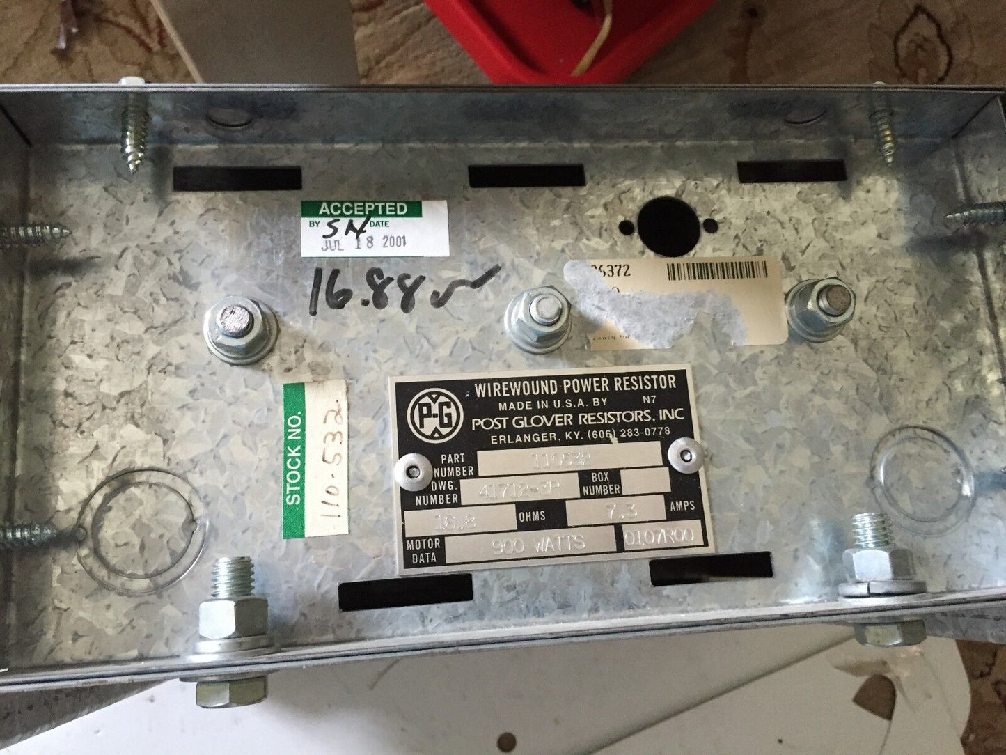 Wirewound 110532,41712-3R Genteq Resistor 5%Duty Cycle 25Hp W/Nema 3R,7.3A,Bb
