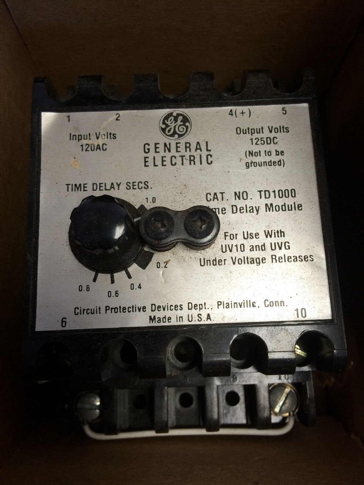 New General Electric Td1000 Time Delay Module .1 To 1.0 Seconds Ge Td1000,Sj