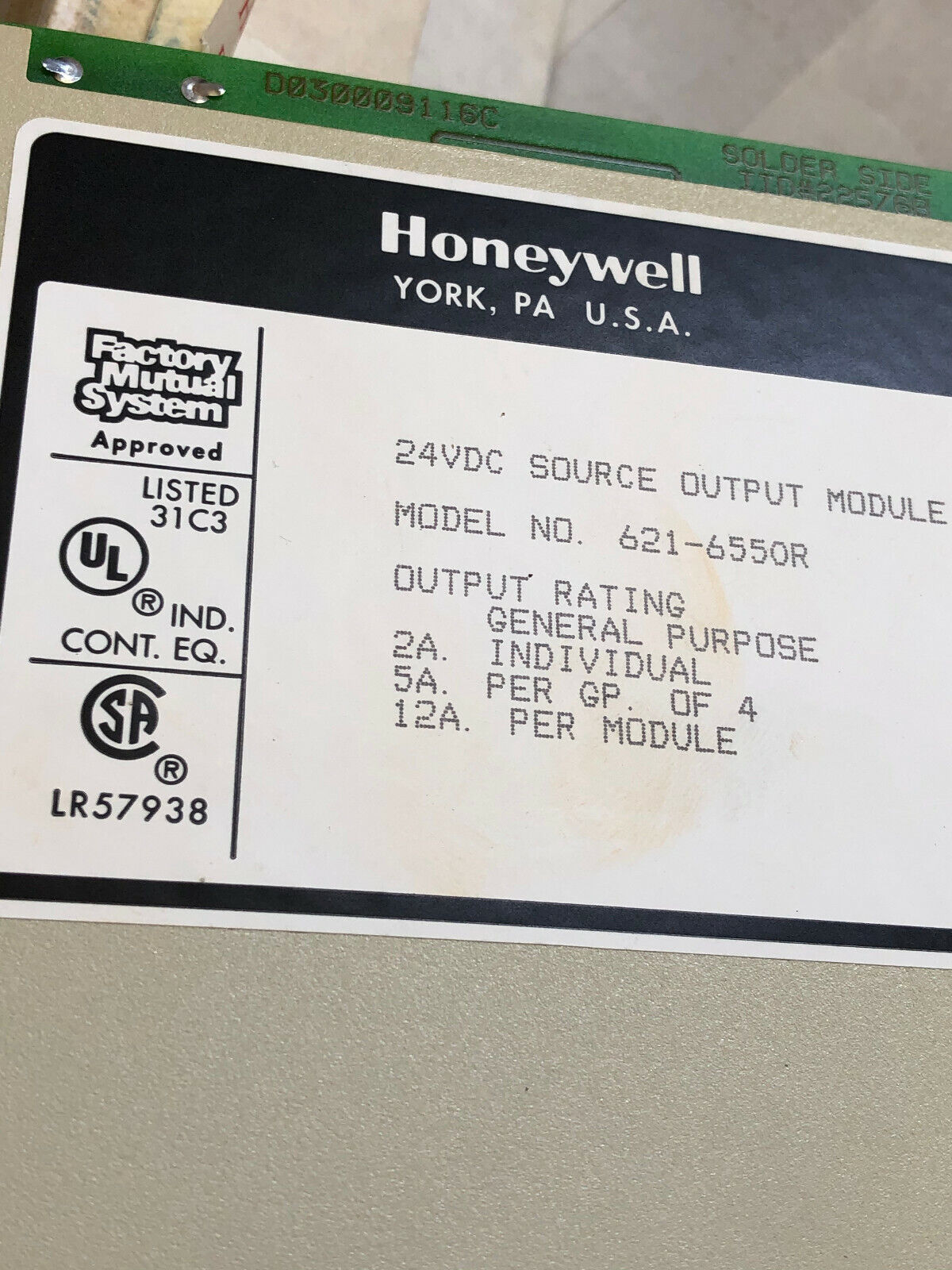 Honeywell 621-6550R,Issc Output Module,Z416209400018,24Vdc Source Output,Ck