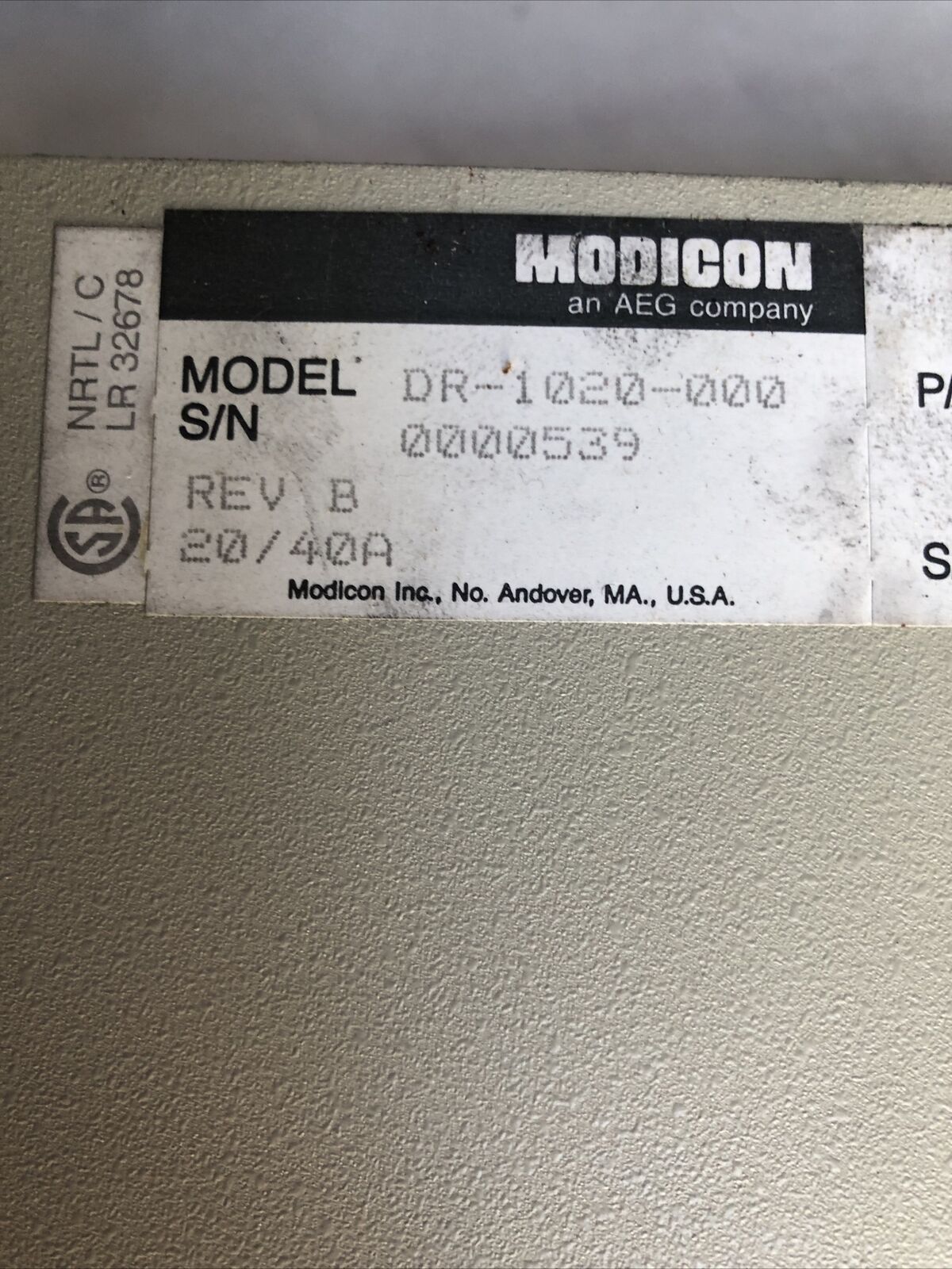 Modicon/Aeg Dr-1020-000 Cyberline 1000A Servo Drive,Aeg As-899A-102,Fa