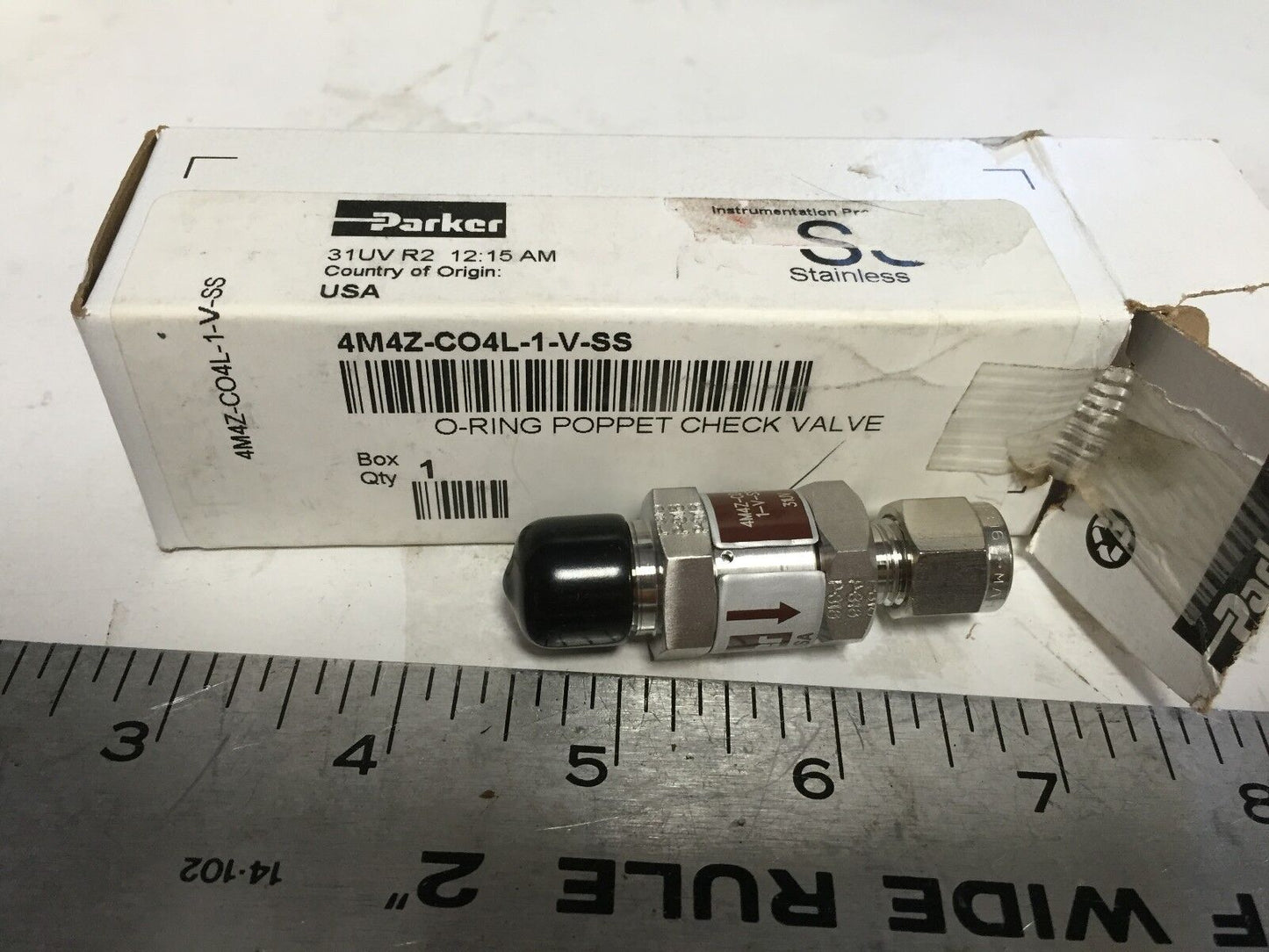 New Lot 4 Parker 4M4z-C04l-1-V-Ss,4M4z-Co4l-1-V-Ss,31Uv O-Ring Check Valve,Bt