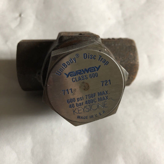 Yarway 3/8” 711,721 Unibody Disc Steam Trap 3/8 Npt,110822-01,Class 600,Al,Ay