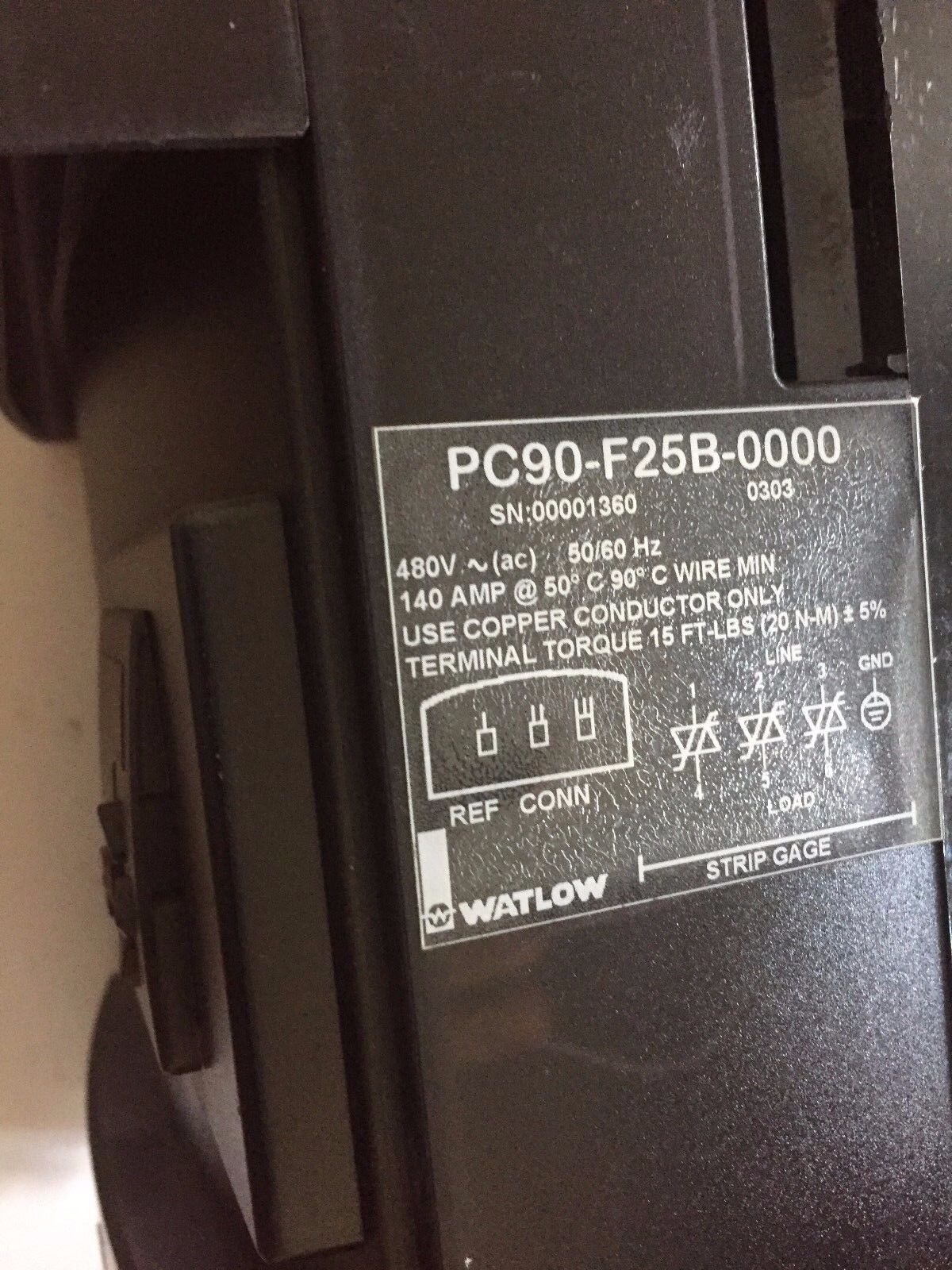 Watlow Pc90-F25b-0000 Solid State Power Control 480V,140A Power,Bh