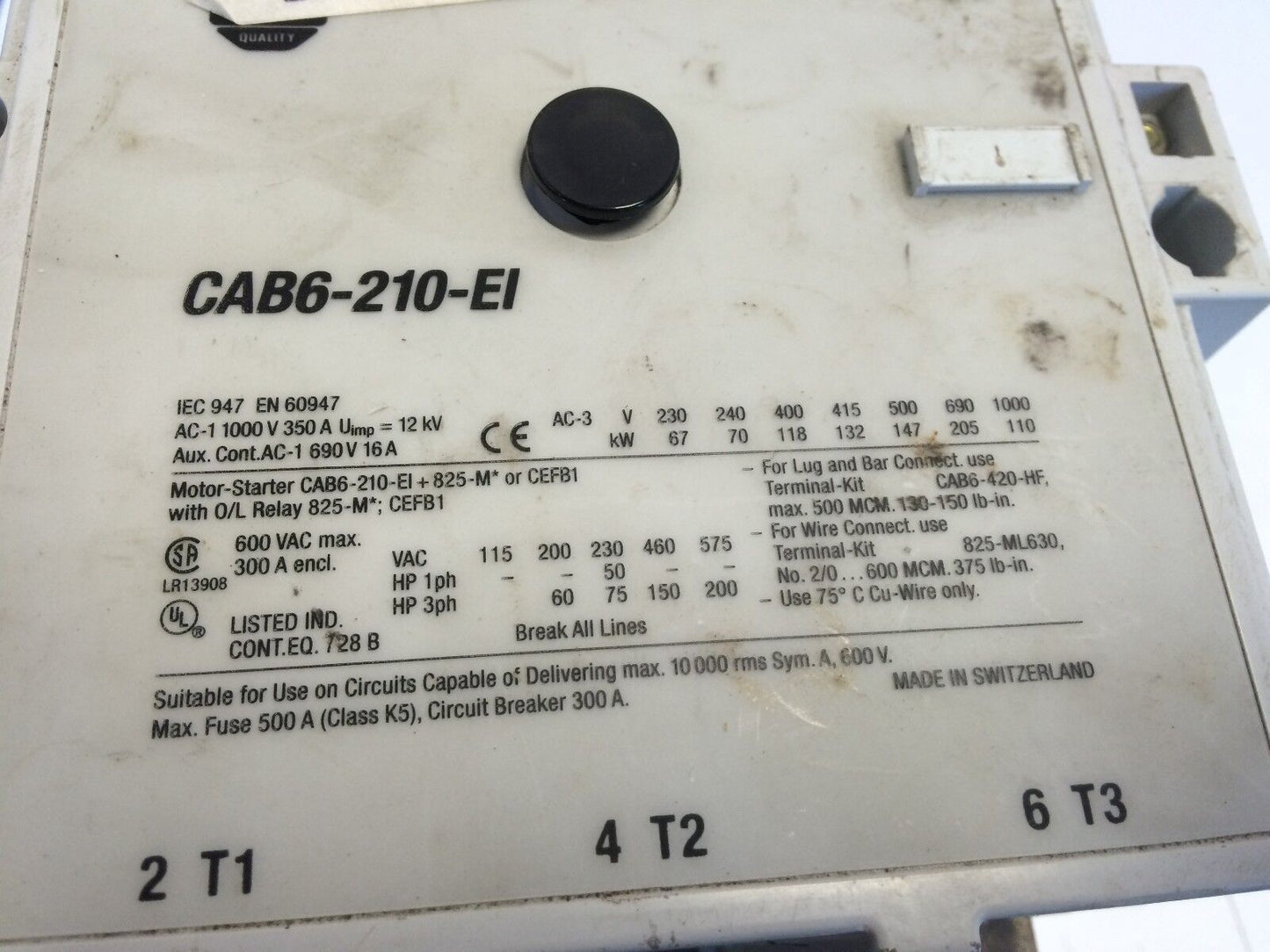 Allen Bradley Contactor Iec 110Kw 110/130Vac,A-B Cab6-210-Ei,11-10,208...277V,By