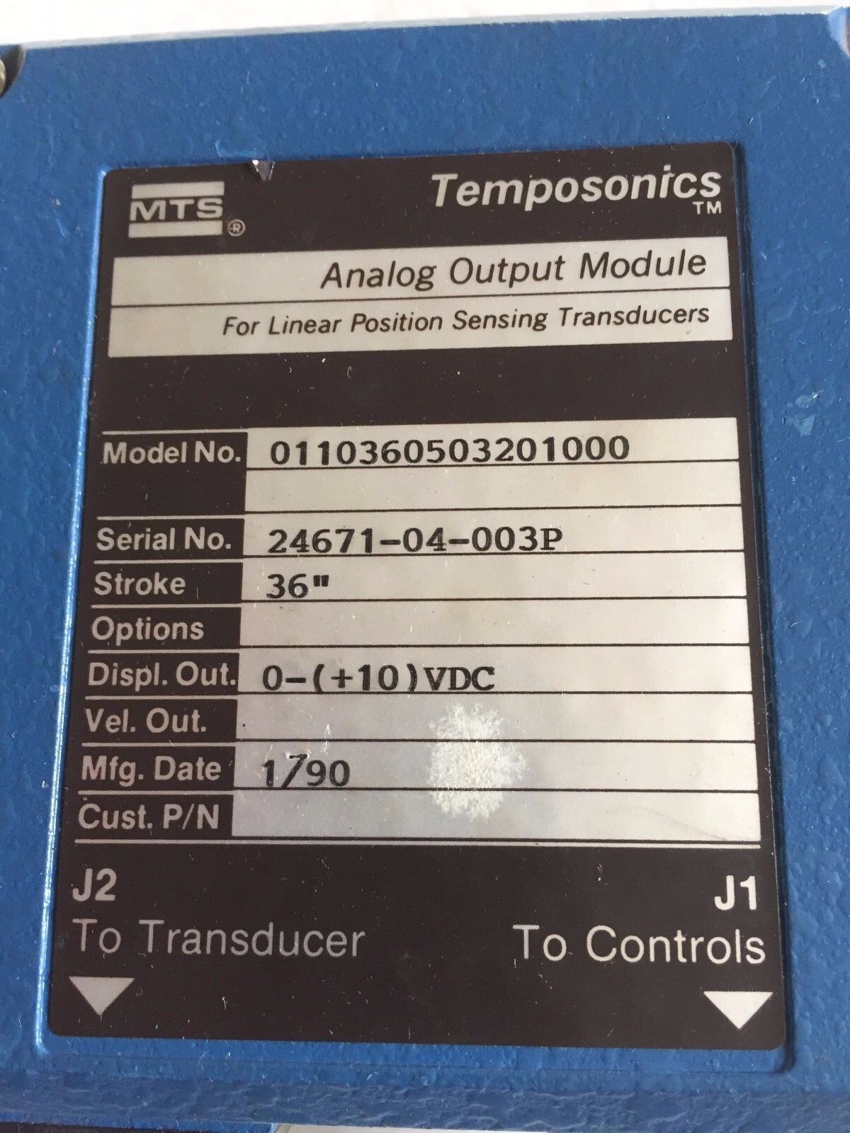 Mts 0110360503201000 Analog Output Module Ldt Position System,Temposonics,Ah
